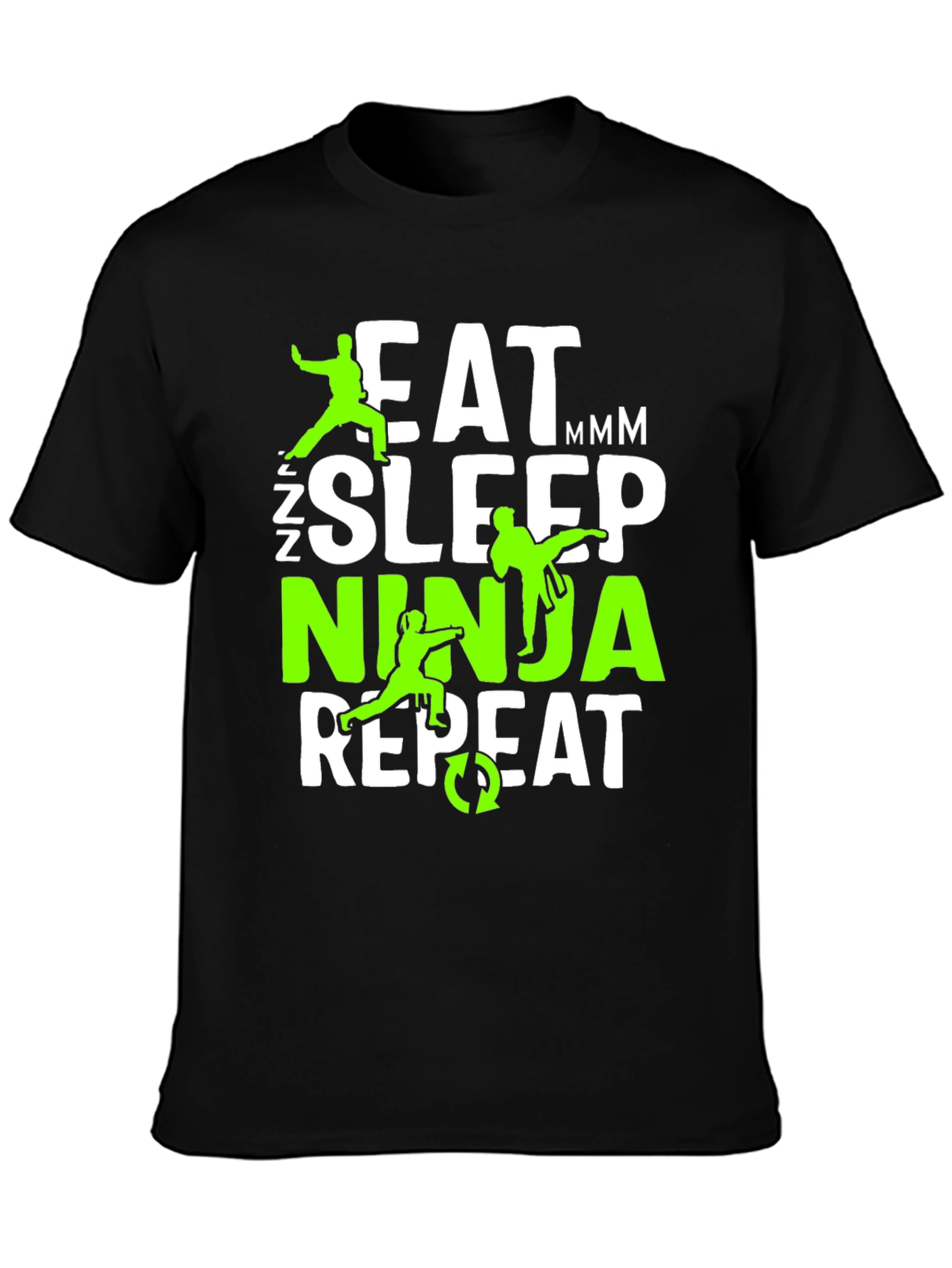 Black Eat Sleep Ninja Repeat Graphic Tee view 3
