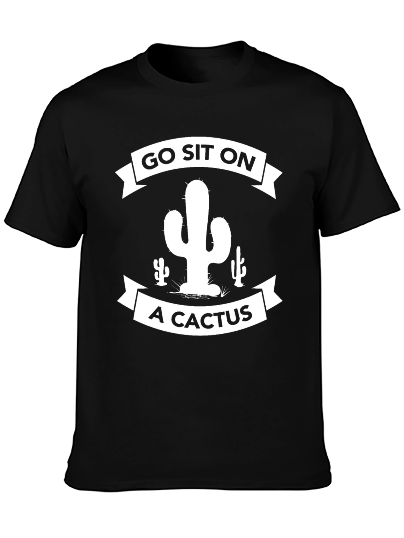 Black Go Sit on a Cactus Graphic Tee view 3