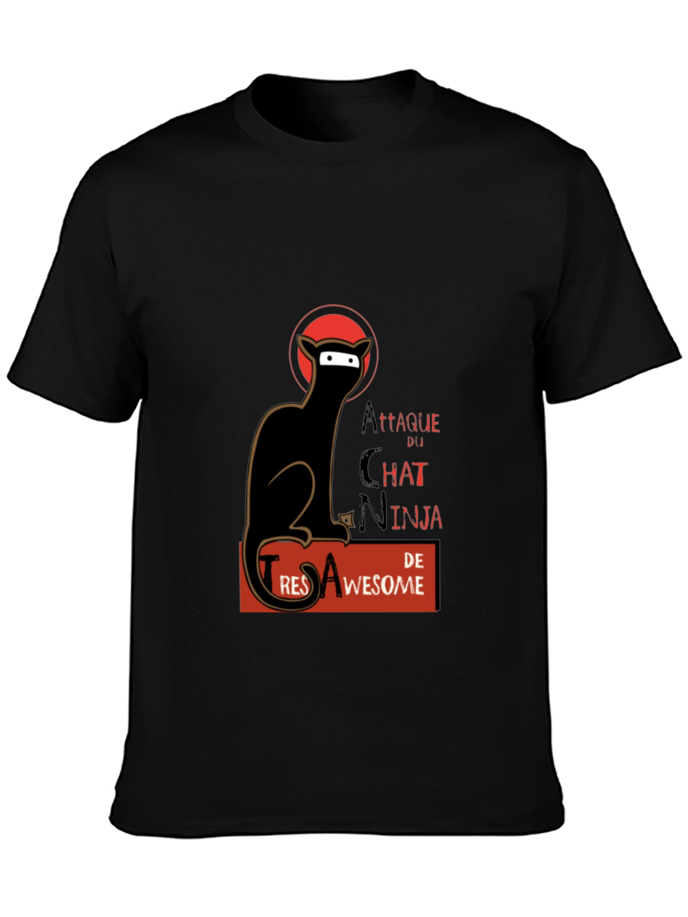 Black Attaque du Chat Ninja T-shirt view 3
