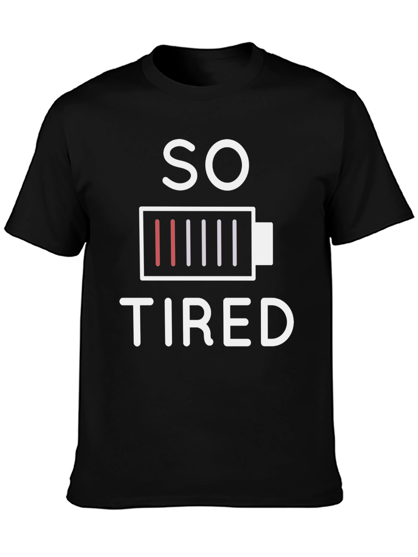 Black So Tired Graphic T-Shirt - Low Battery Design view 3