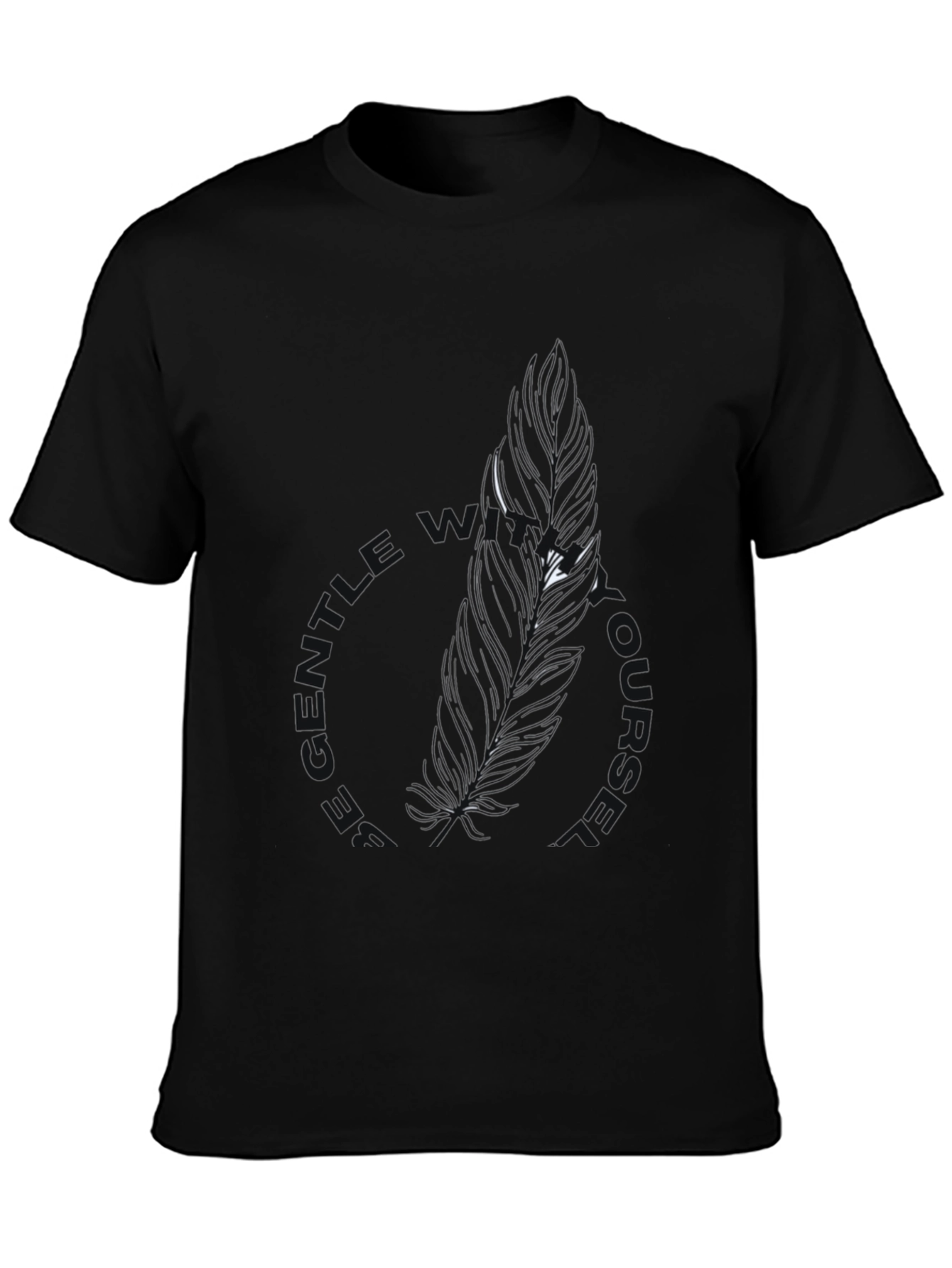 Black Be Gentle With Yourself Black Feather Tee view 3