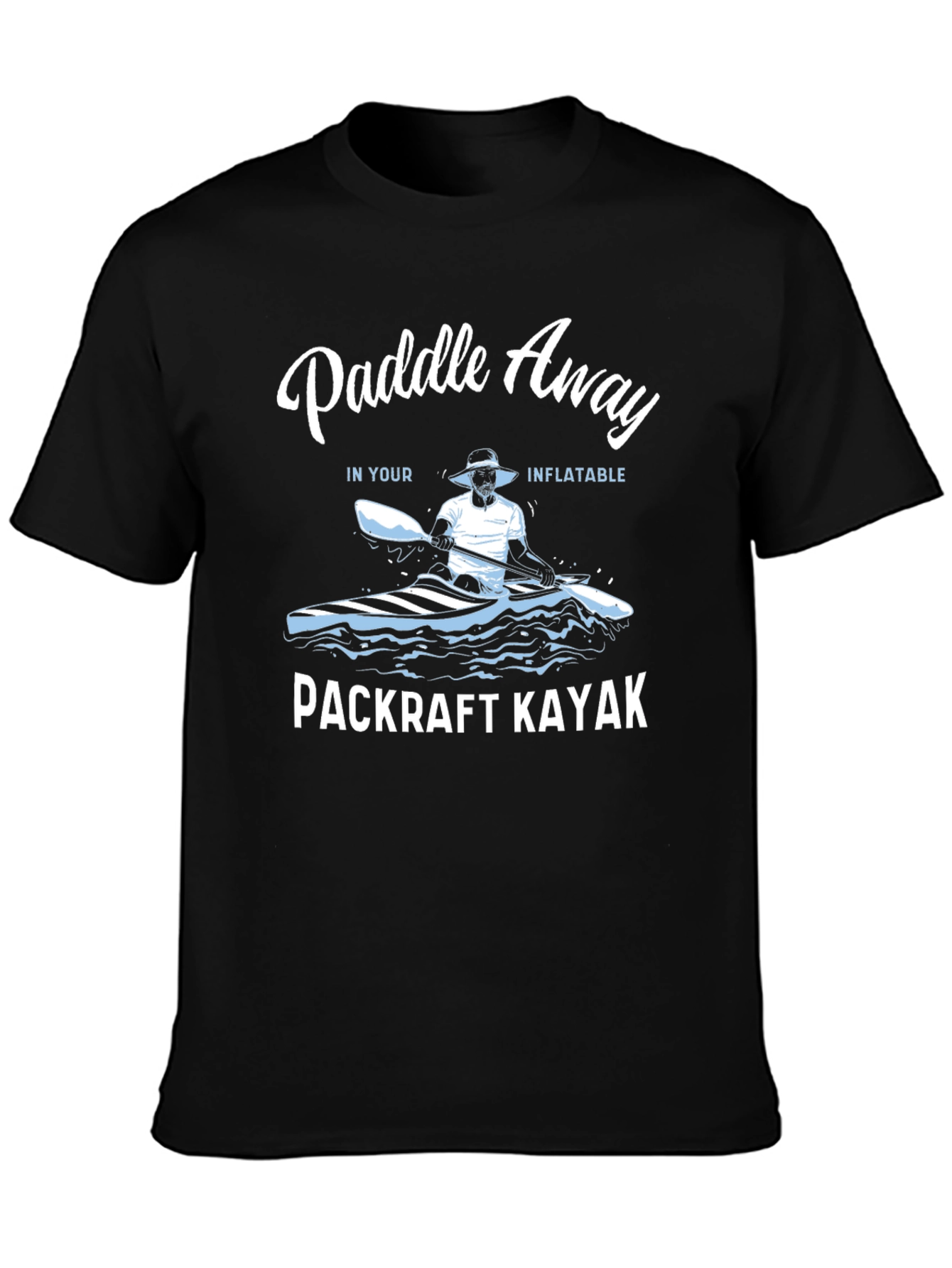 Black Paddle Away Kayak T-Shirt view 3