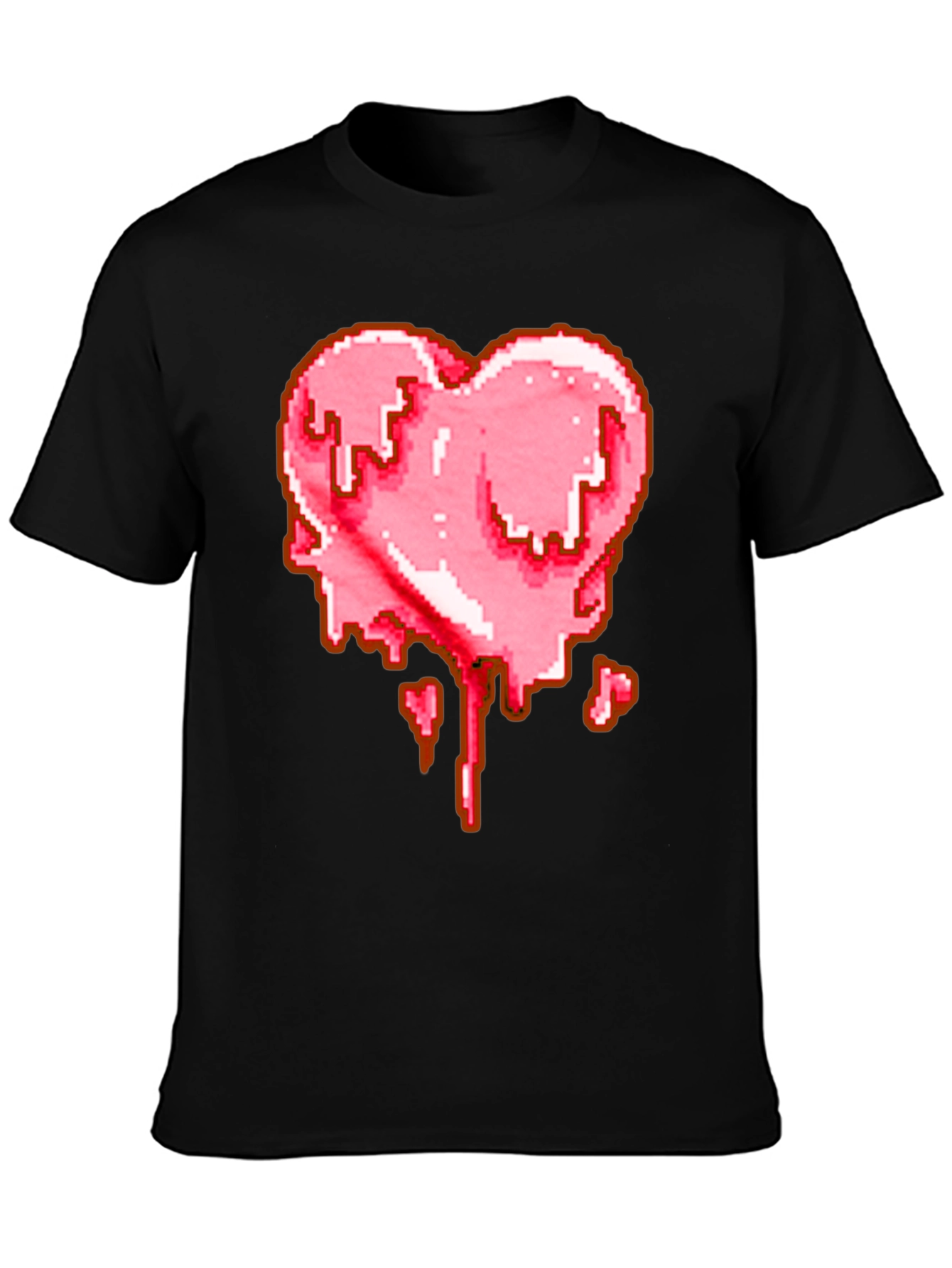 Black Pixelated Melting Heart Graphic T-Shirt view 3