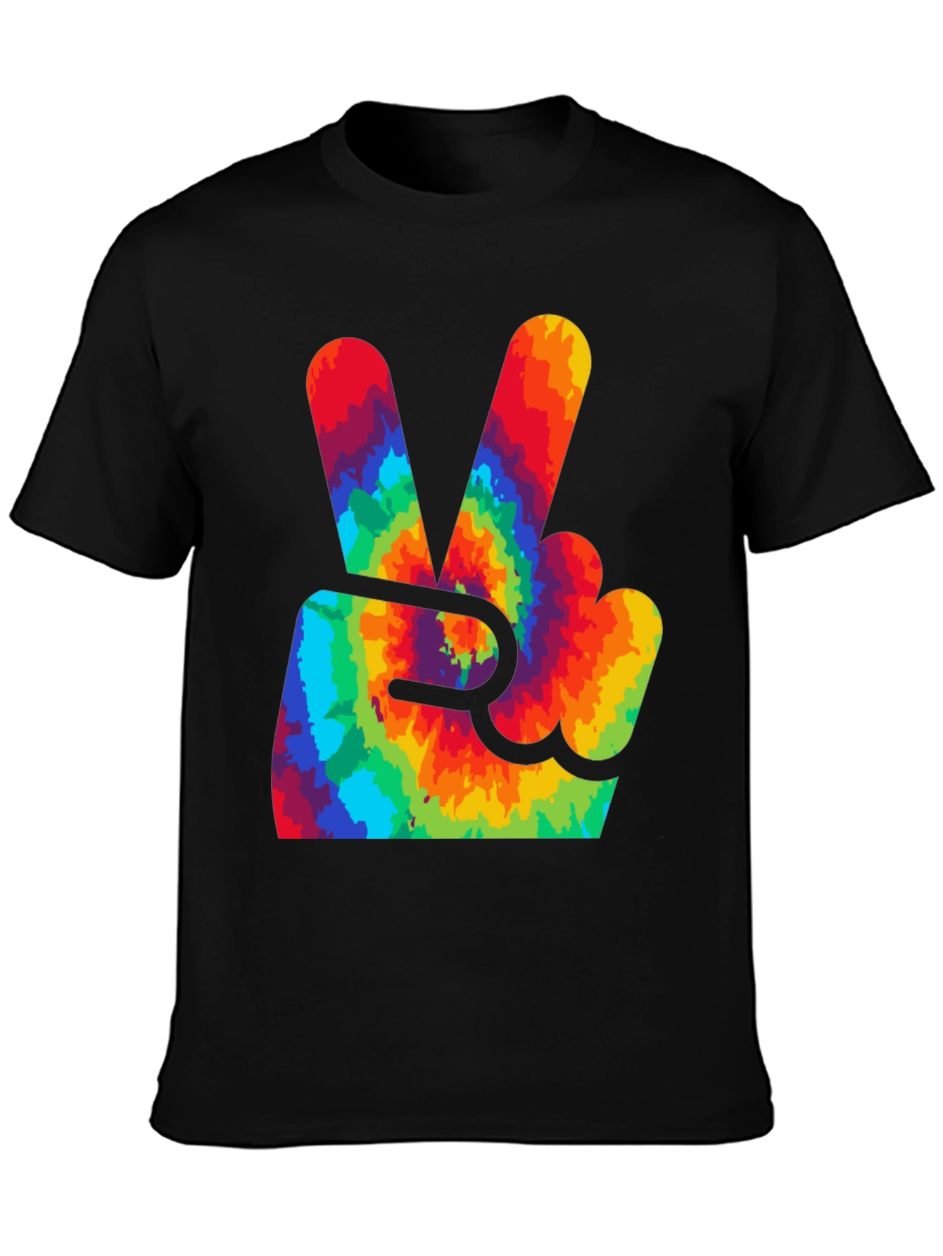 Black Peace Sign Tie-Dye Graphic Tee view 3