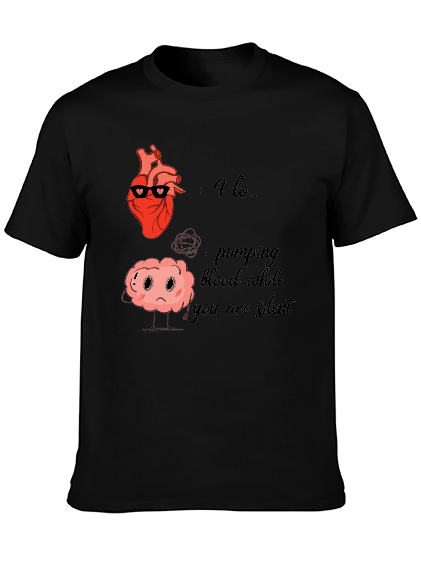 Black Heart and Brain T-Shirt - Funny Anatomy Graphic Tee view 3