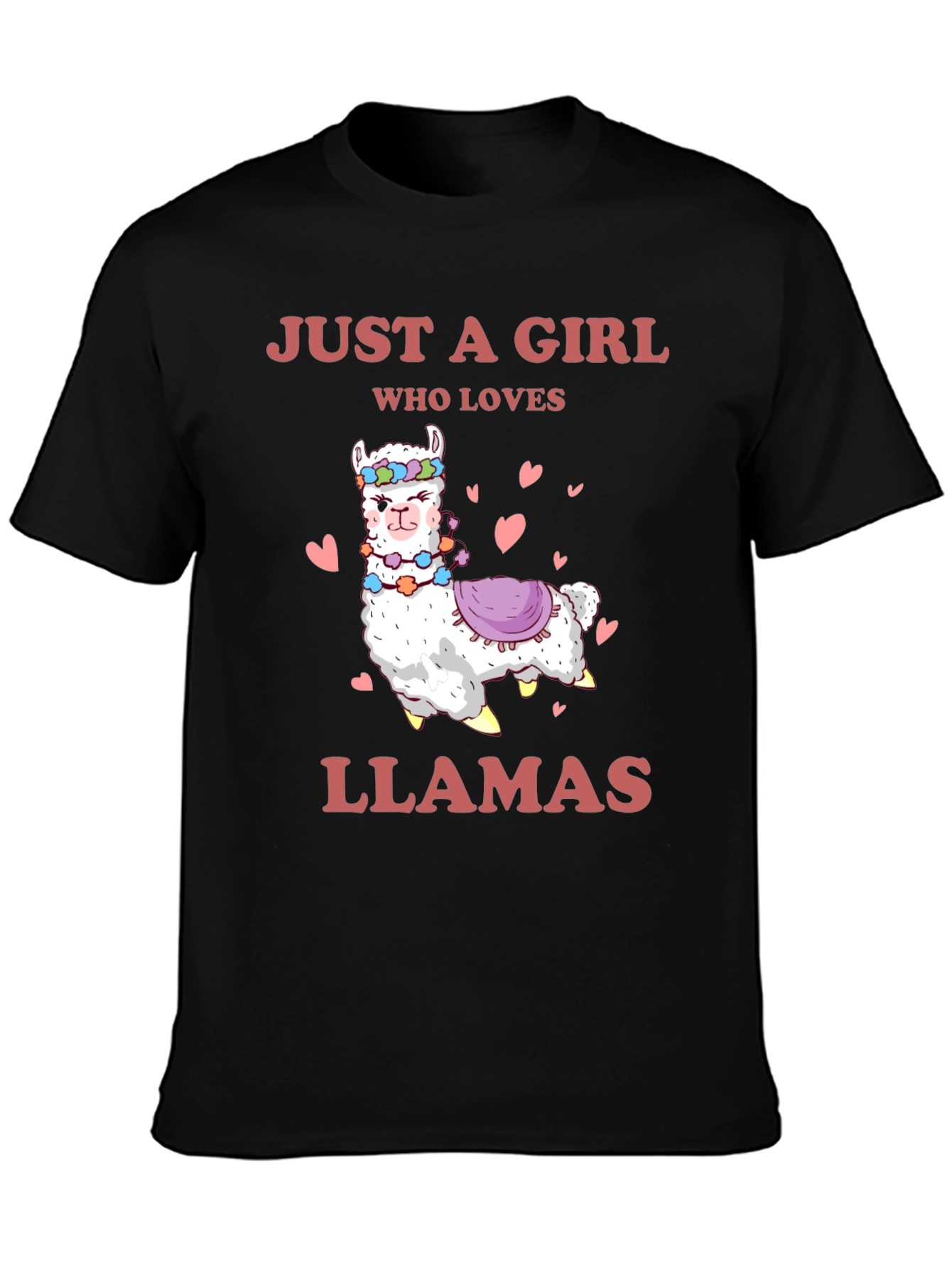 Black Just A Girl Who Loves Llamas T-Shirt view 3