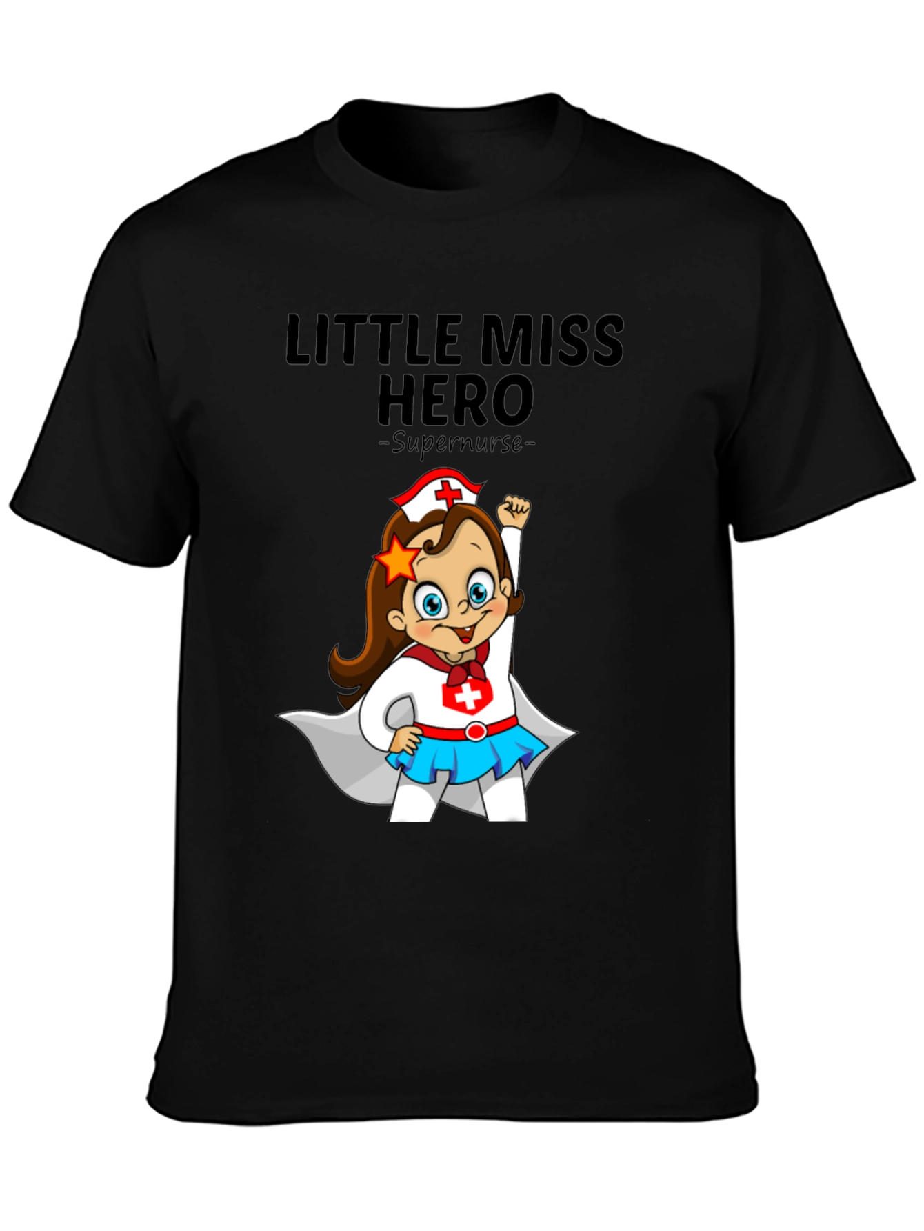 Black Little Miss Hero Supernurse Graphic Tee view 3