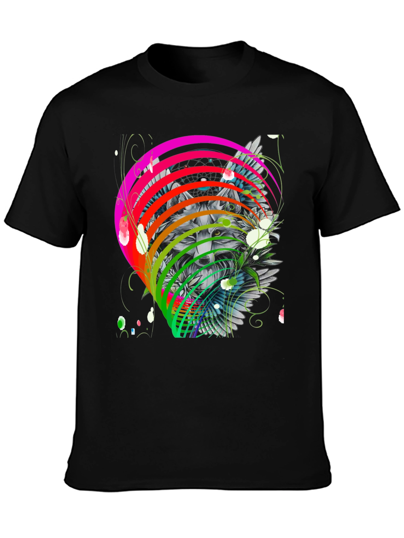 Black Wolf Rainbow T-Shirt - Men's Graphic Tee view 3