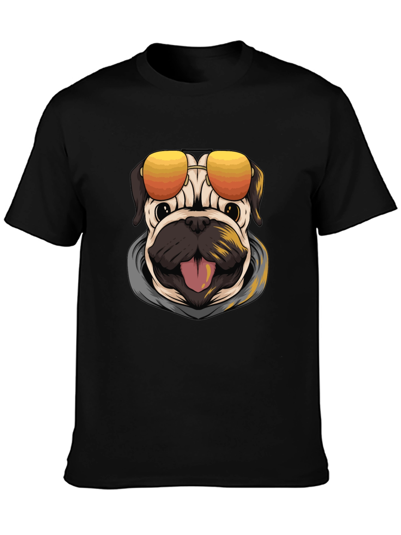 Black Cool Pug Graphic T-Shirt view 3