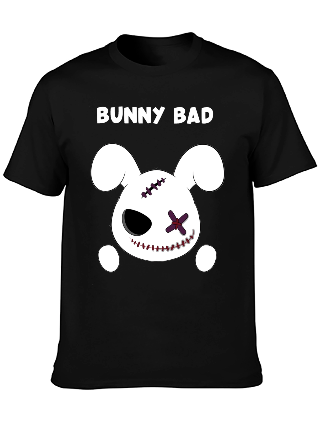 Black Bunny Bad Graphic Tee - Black Cotton Casual T-Shirt view 3
