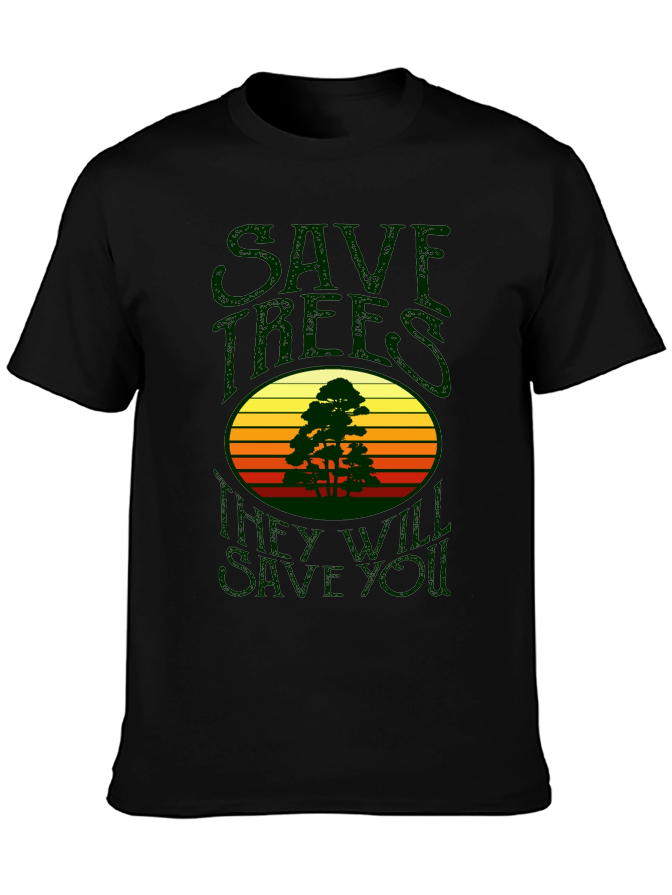Black Save Trees T-Shirt - Retro Design view 3