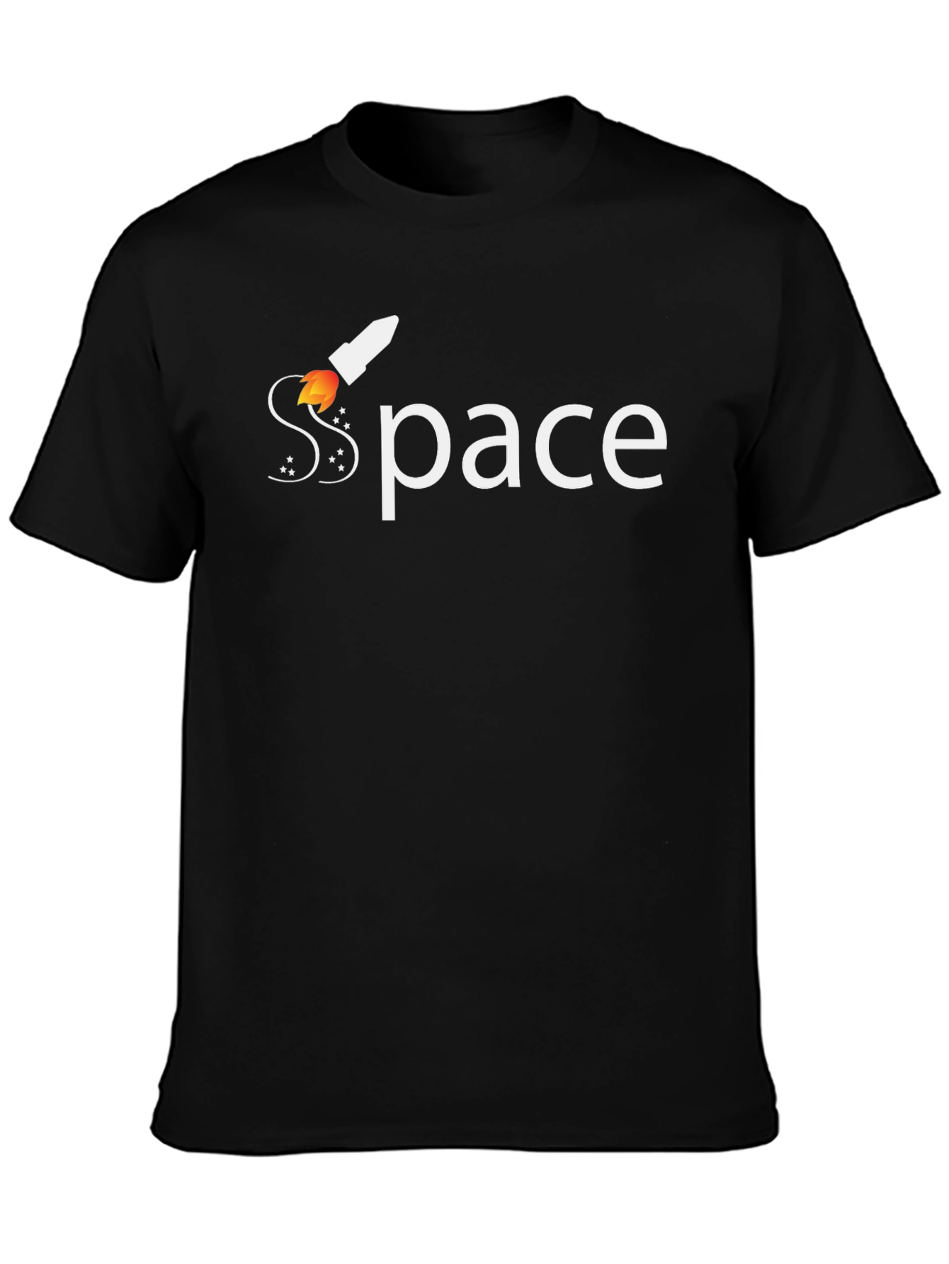 Black Space Rocket T-Shirt - Premium Cotton Tee view 3