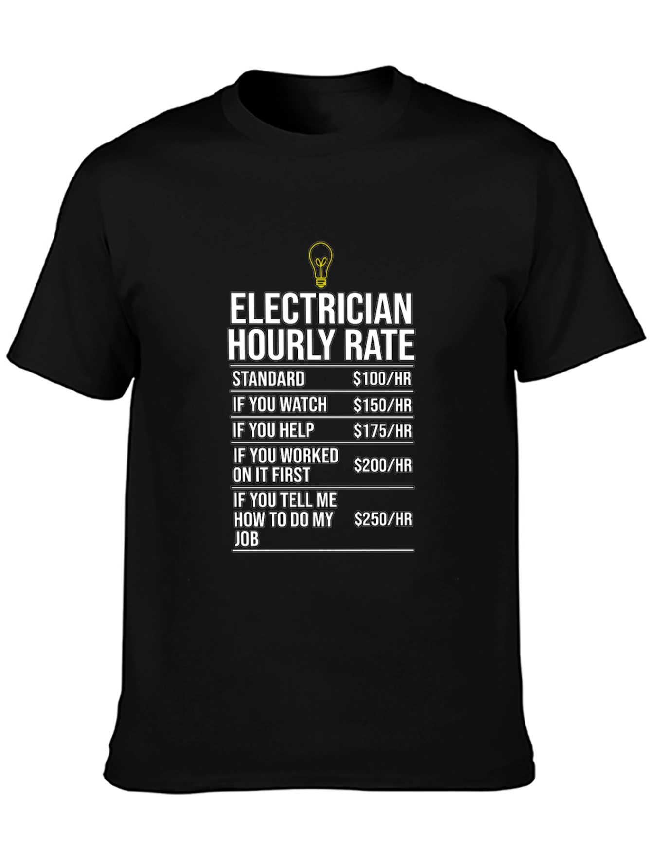 Electrician Hourly Rate Humor Graphic T-Shirt - 3