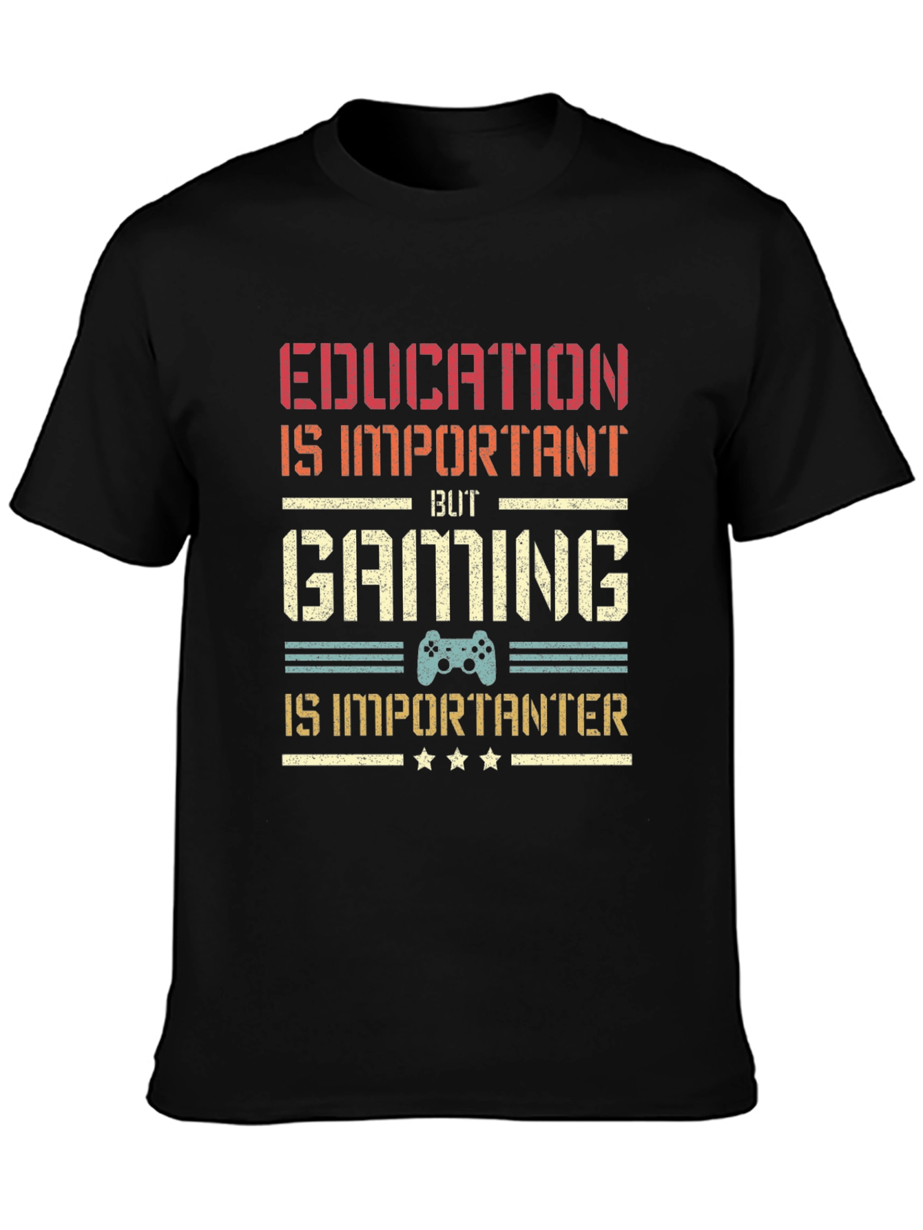 Black Gaming is Importanter T-Shirt - Gamer Gift view 3