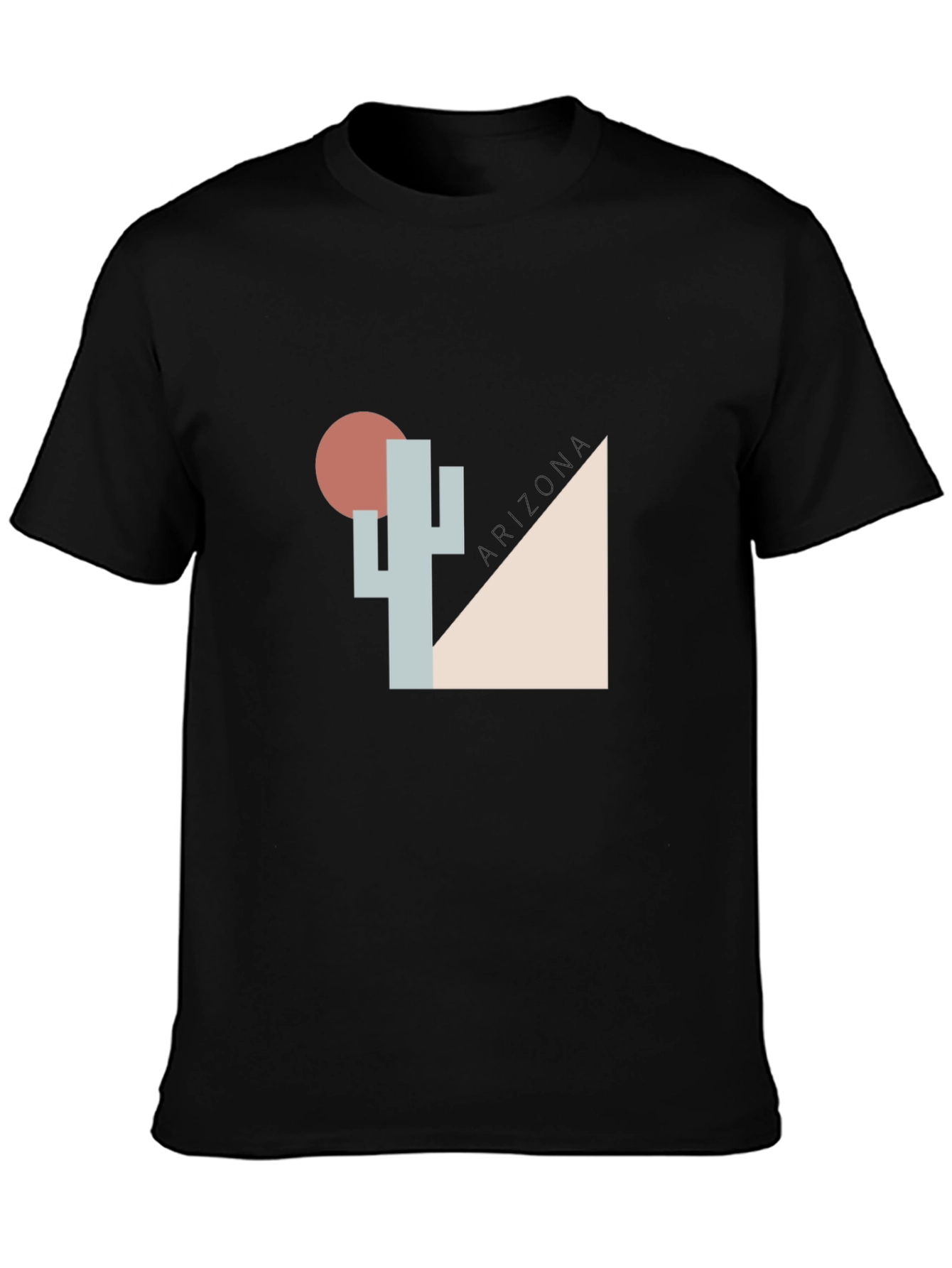 Black Geometric Desert Cactus Graphic Tee view 3