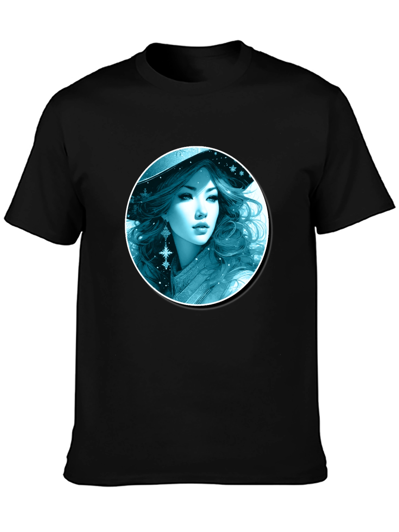 Black Winter Witch T-Shirt: Black Graphic Tee view 3