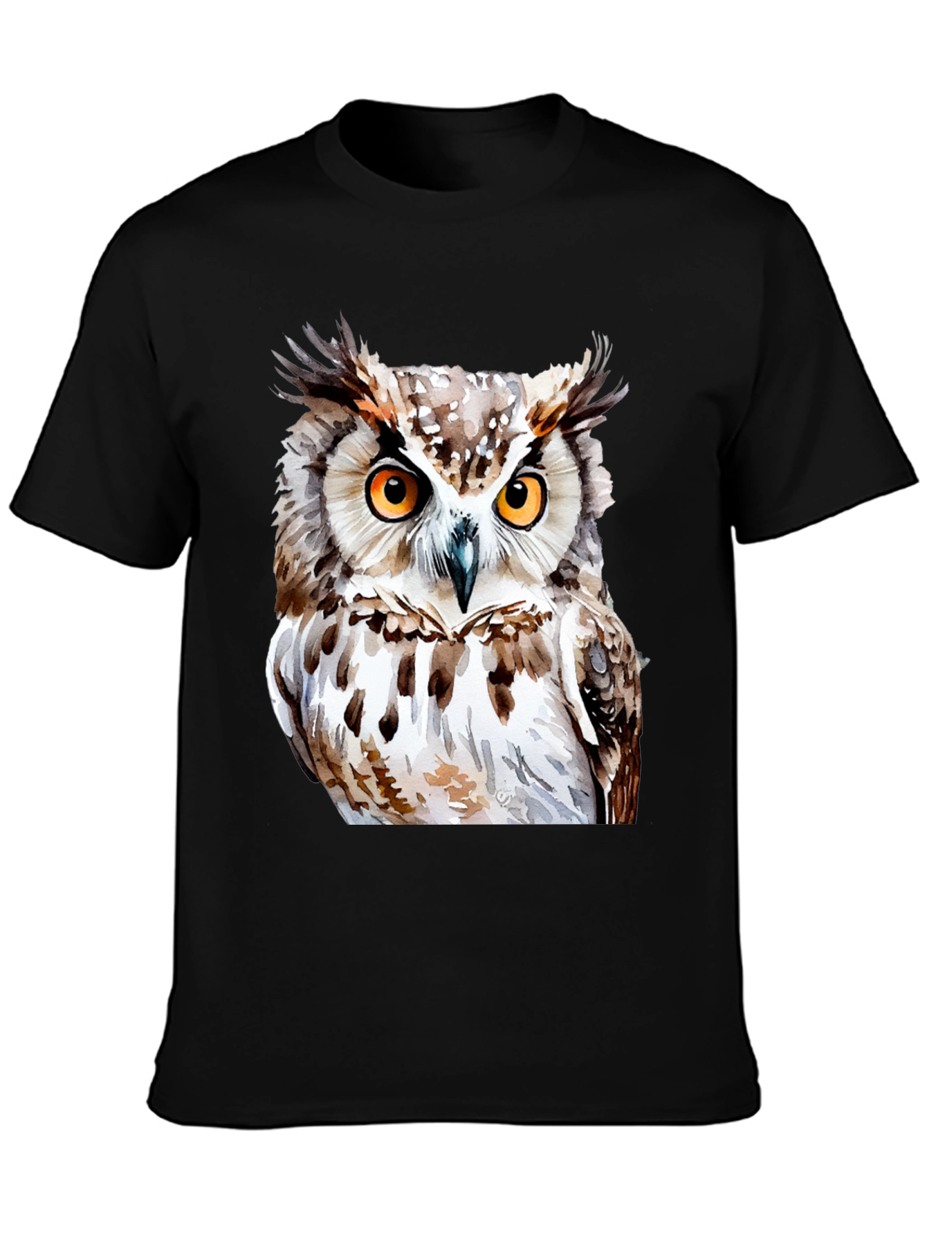 Black Owl Graphic Print T-Shirt - Black view 3