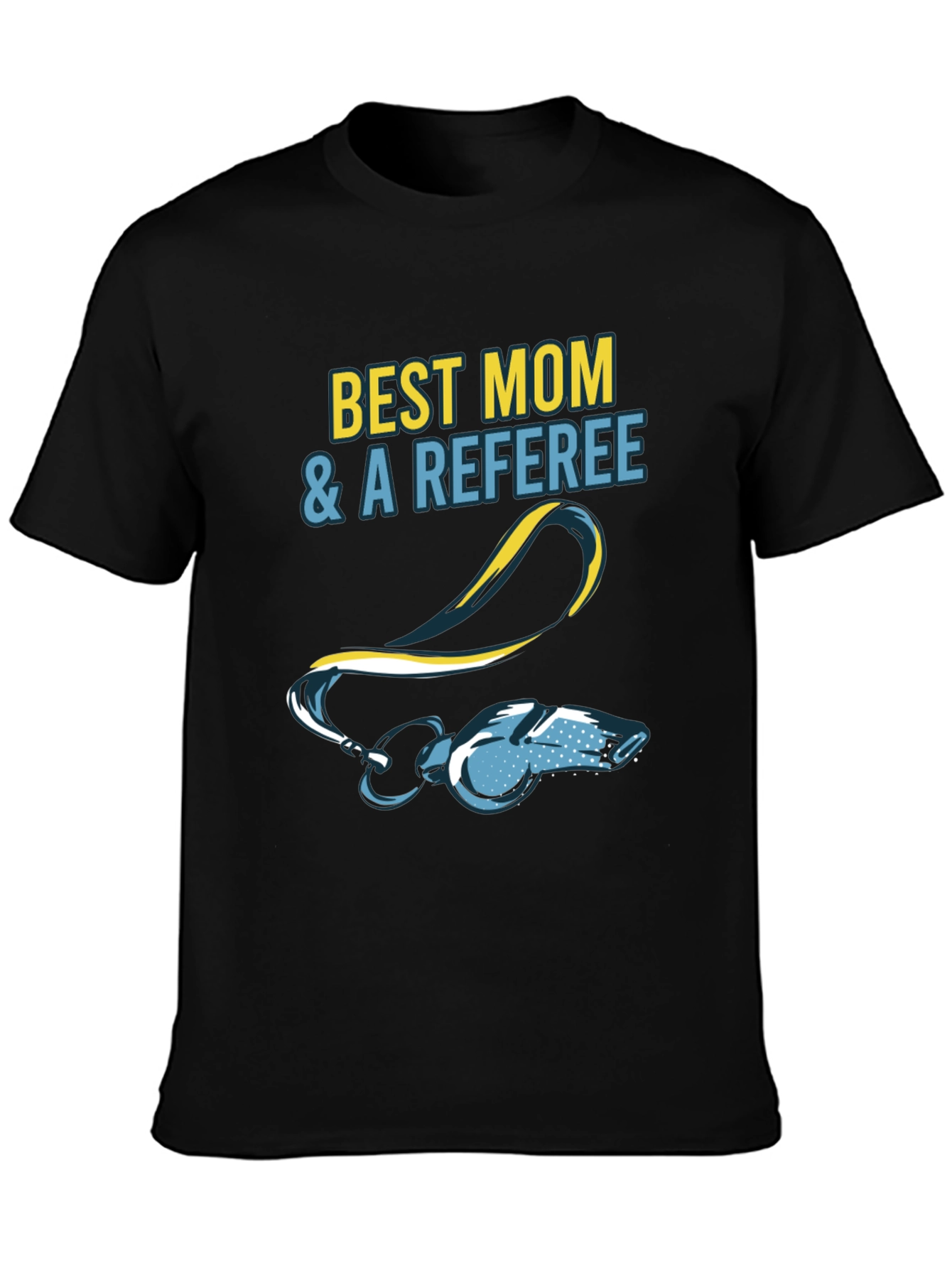 Black Best Mom & a Referee T-Shirt view 3