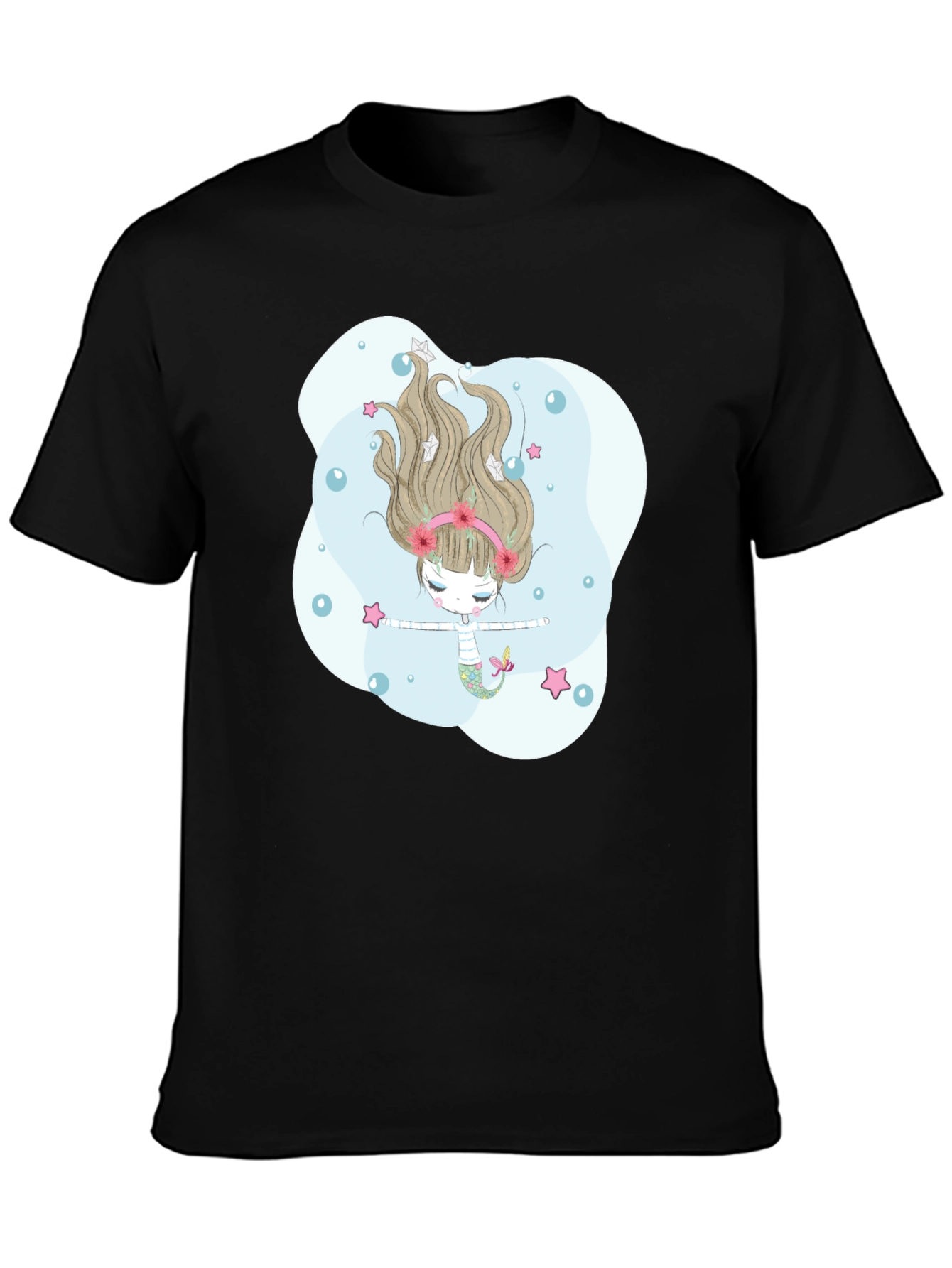 Black Mermaid Graphic Tee - Men's Black T-Shirt view 3