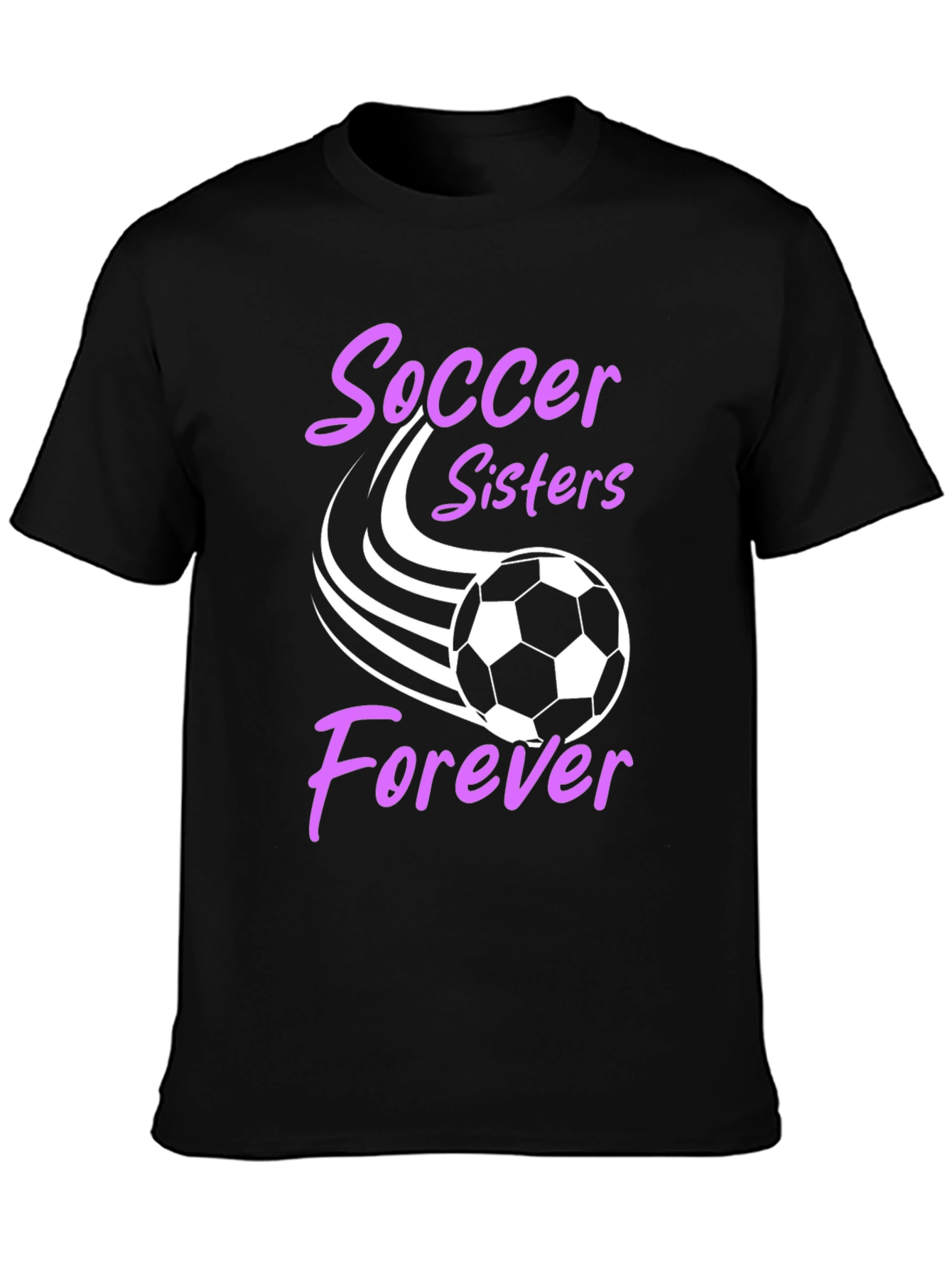 Black Soccer Sisters Forever Graphic T-Shirt view 3