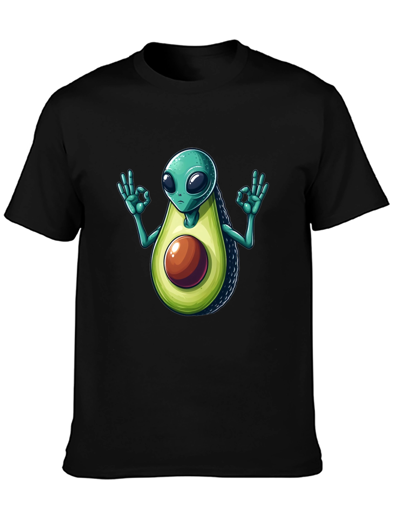 Black Alien Avocado T-Shirt - Funny Graphic Tee view 3