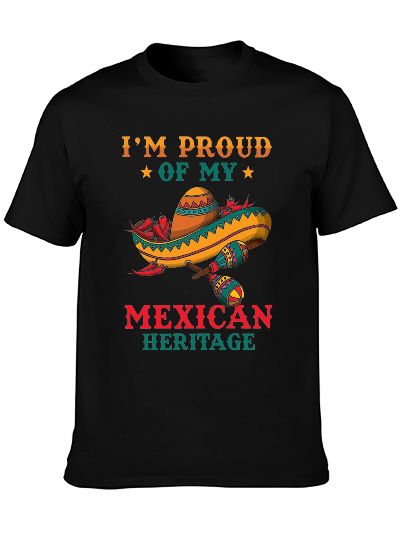 Black Proud Mexican Heritage Graphic T-Shirt - Black view 3