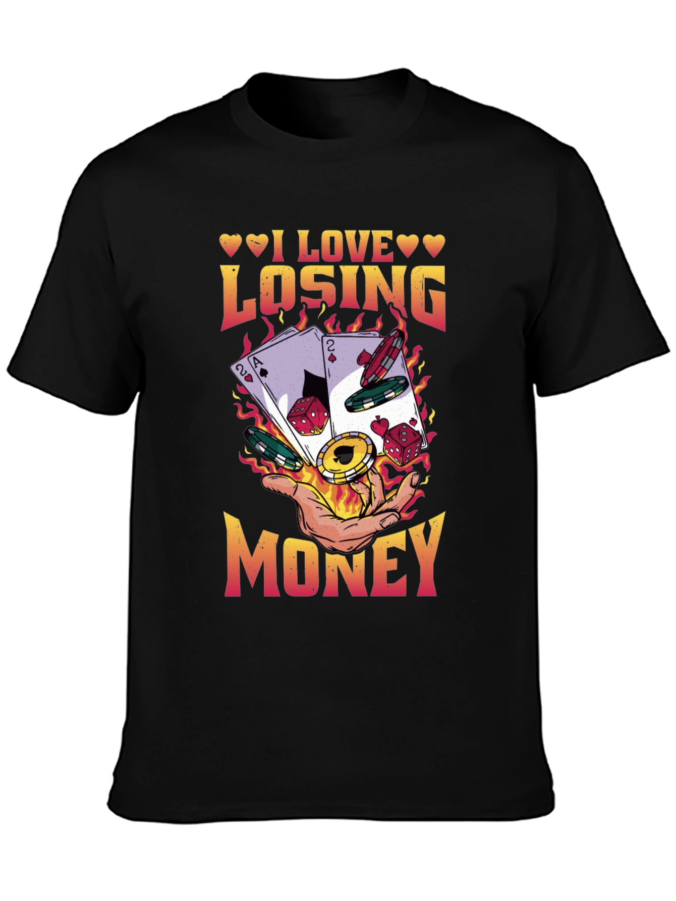 Black I Love Losing Money Funny Poker Gambling T-Shirt view 3