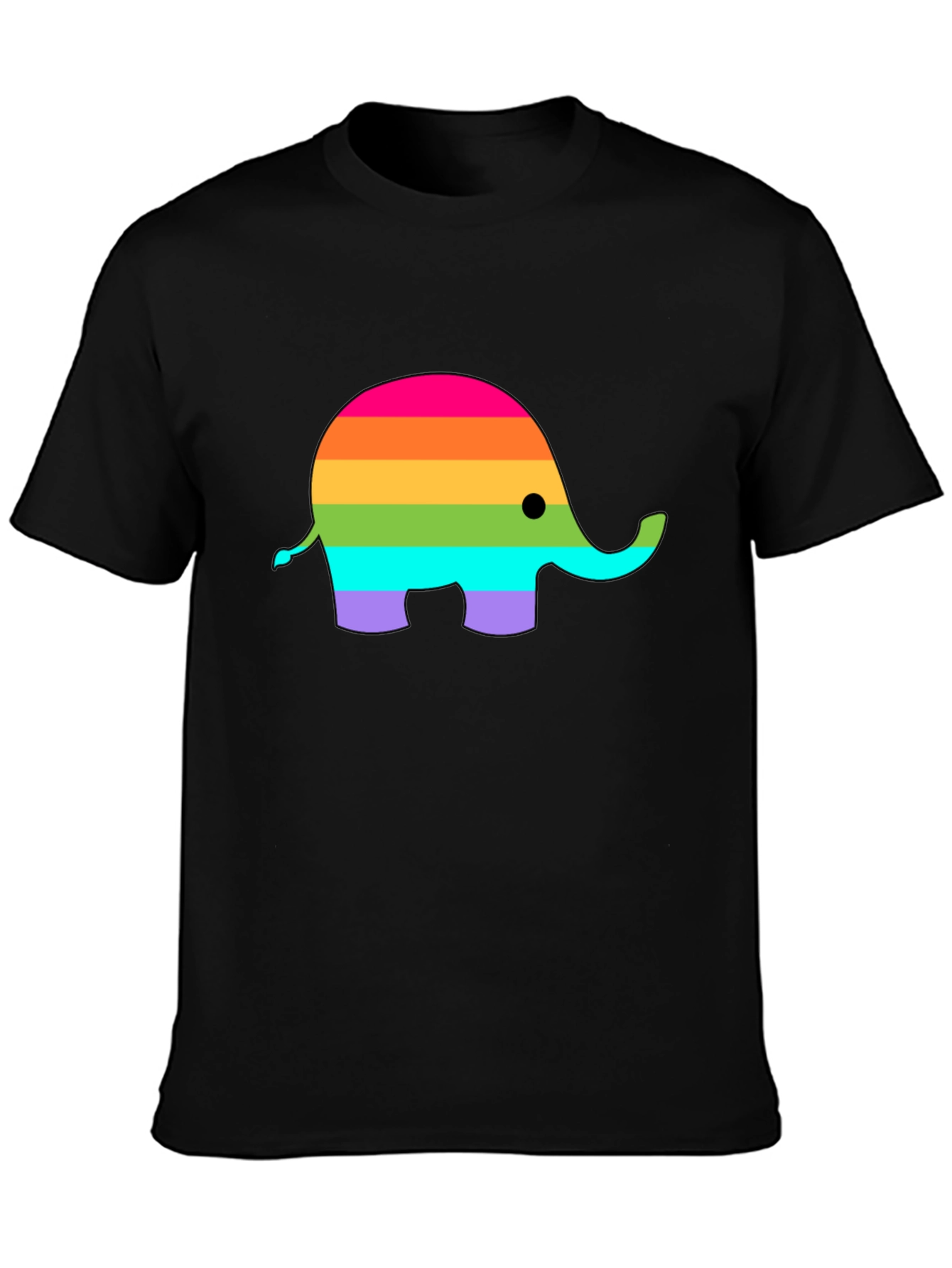 Black Rainbow Elephant Graphic T-Shirt view 3