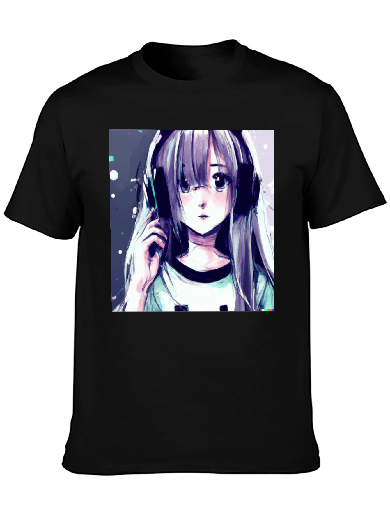 Black Anime Girl Graphic Tee - Stylish Black T-Shirt view 3