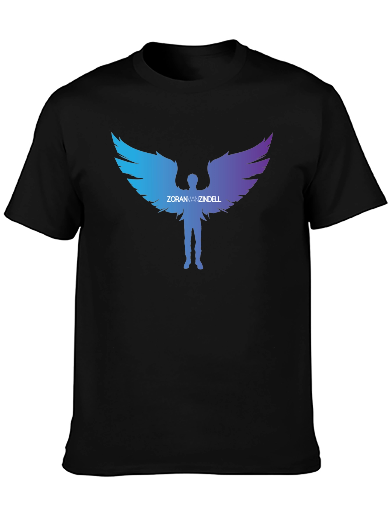 Black ZoranVanzindell Angel Wings Black T-Shirt view 3