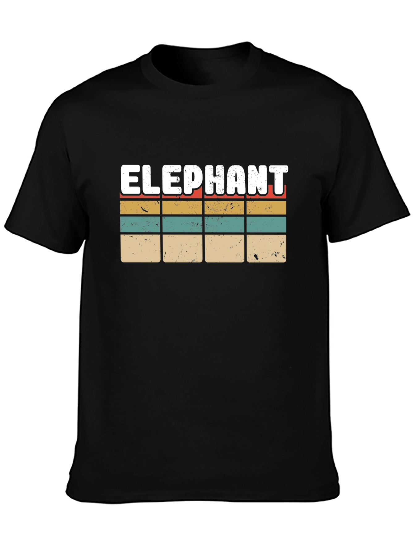 Black Retro Elephant Graphic T-Shirt | Vintage Striped Tee view 3