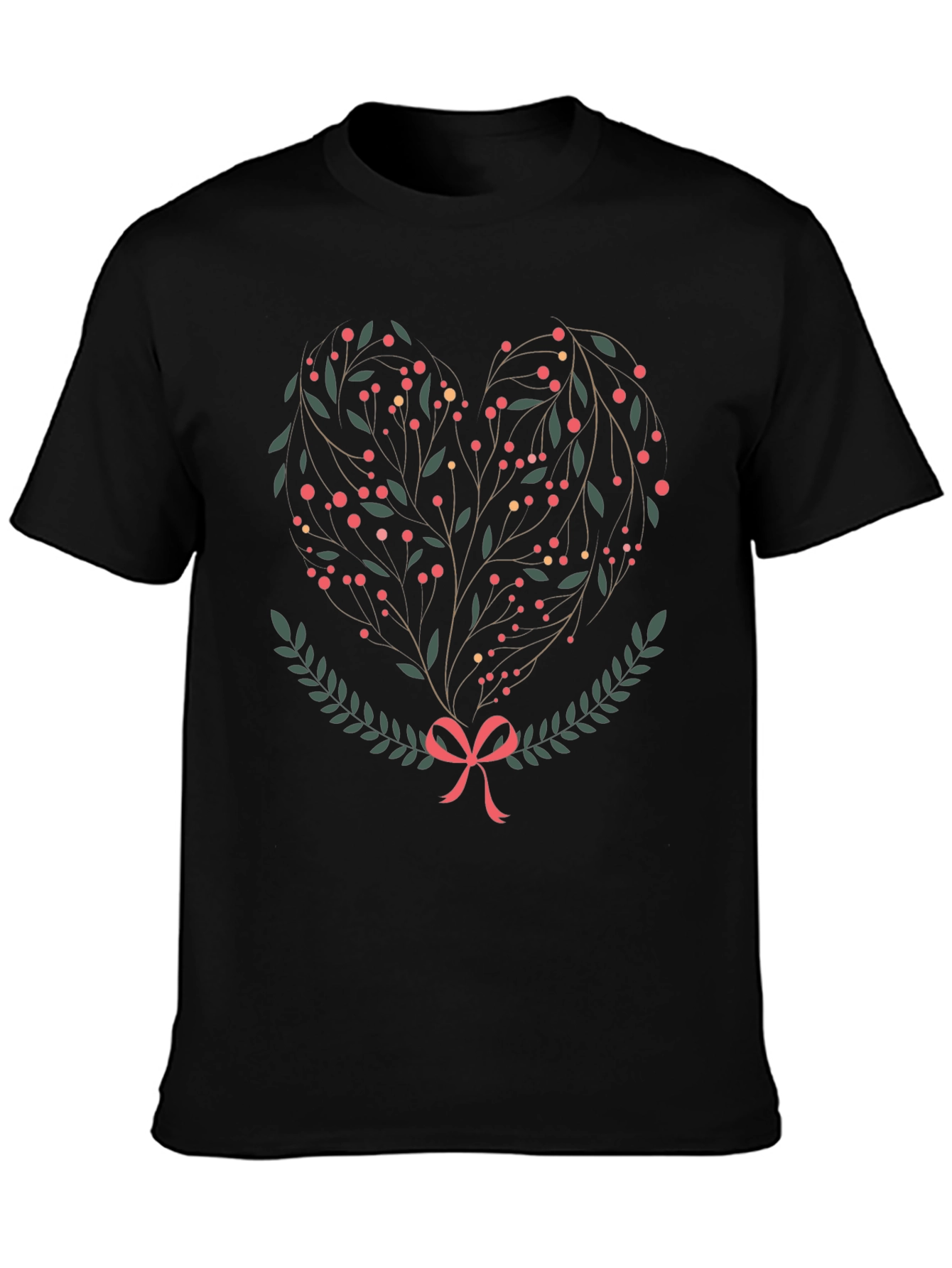 Black Heart of Berries Graphic Tee - Black view 3