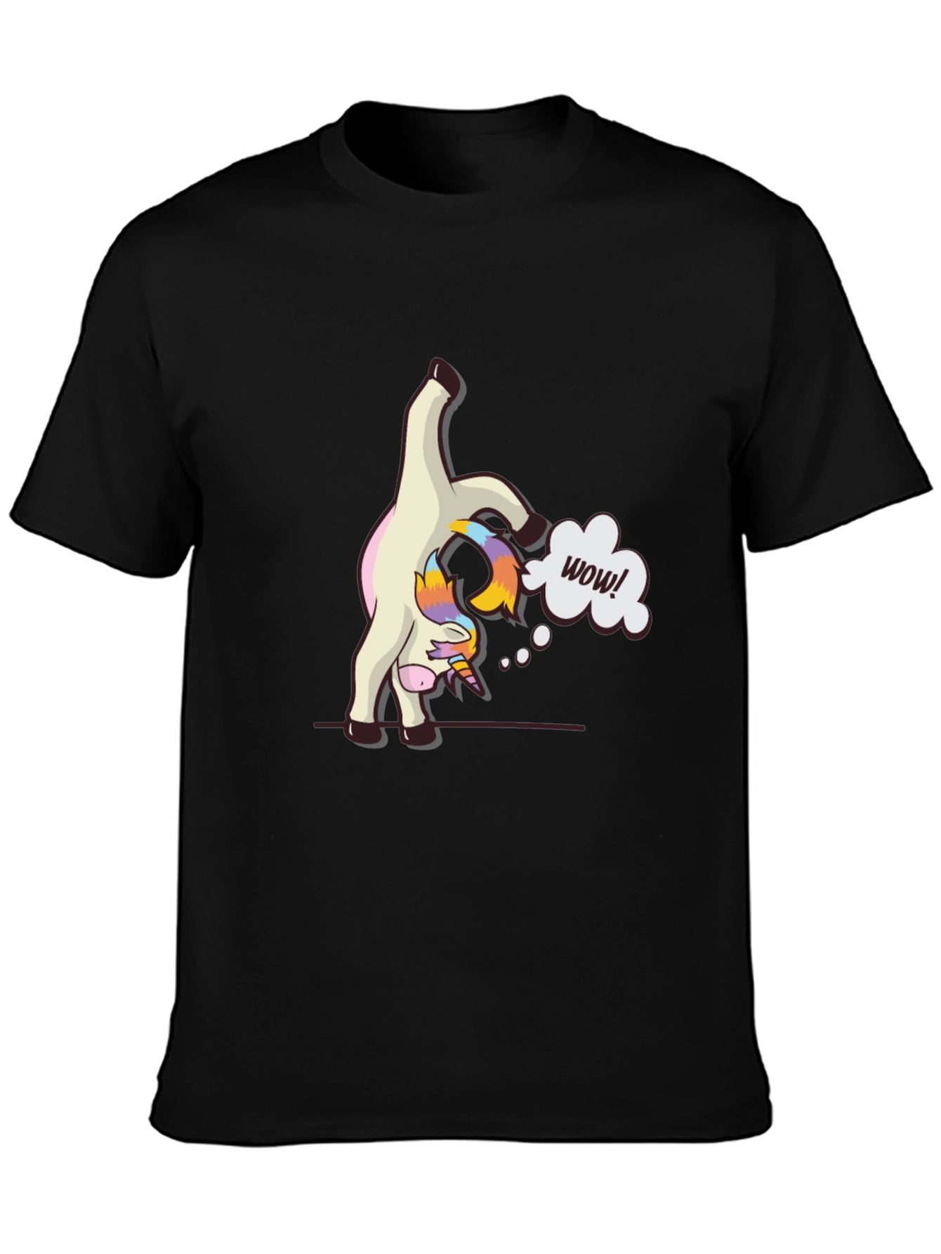 Black Funny Unicorn Yoga Pose Black T-Shirt view 3
