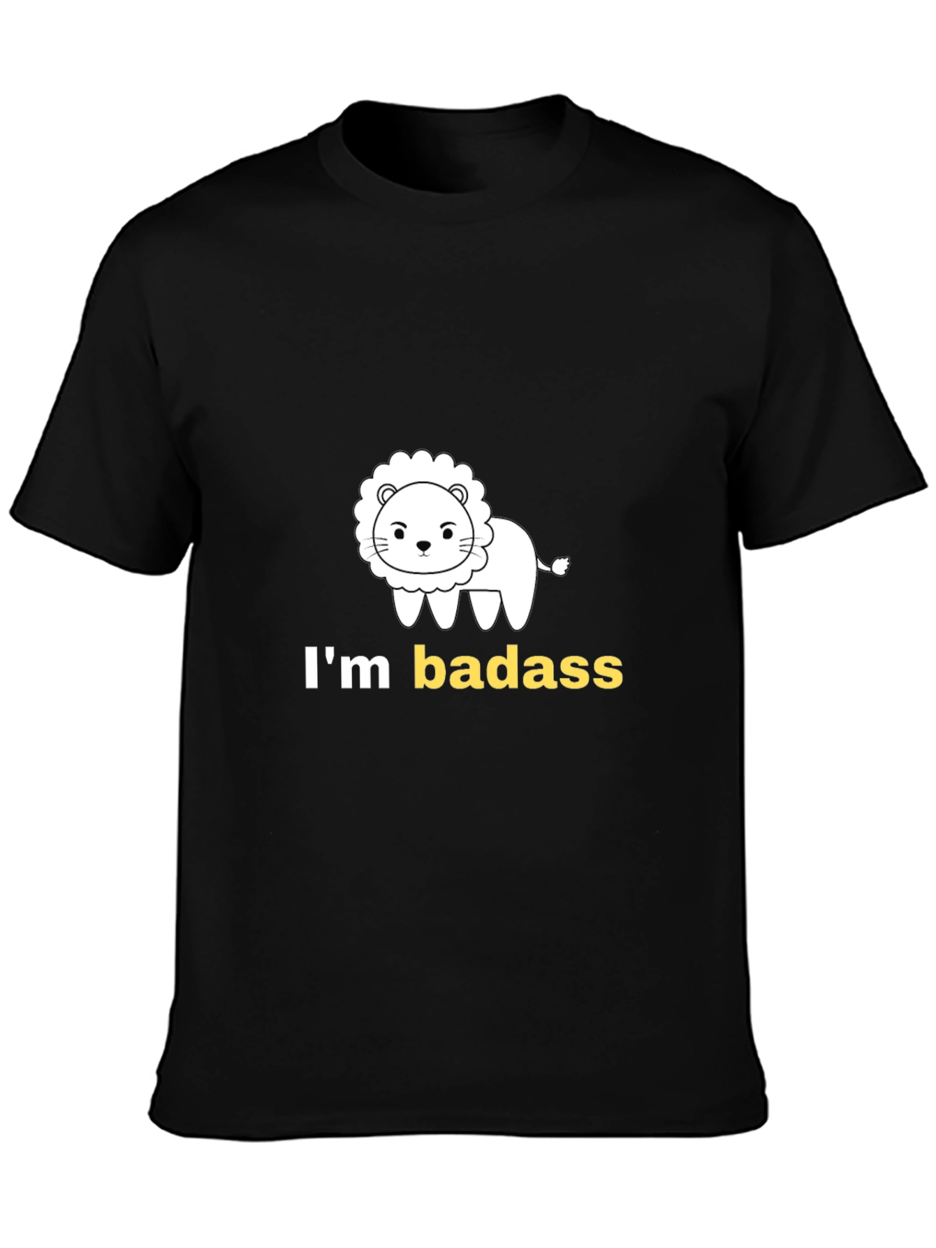 Black I'm Badass Lion Graphic Tee - Black Cotton T-Shirt view 3
