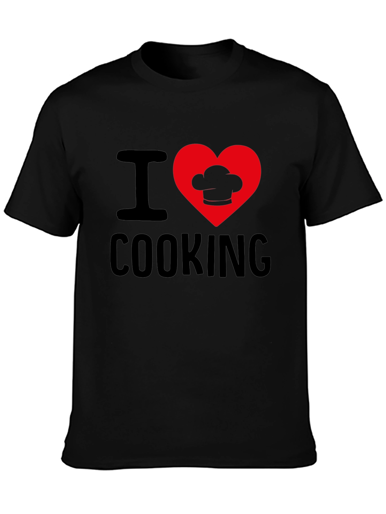 Black I Heart Cooking T-Shirt, Chef's Hat Design view 3