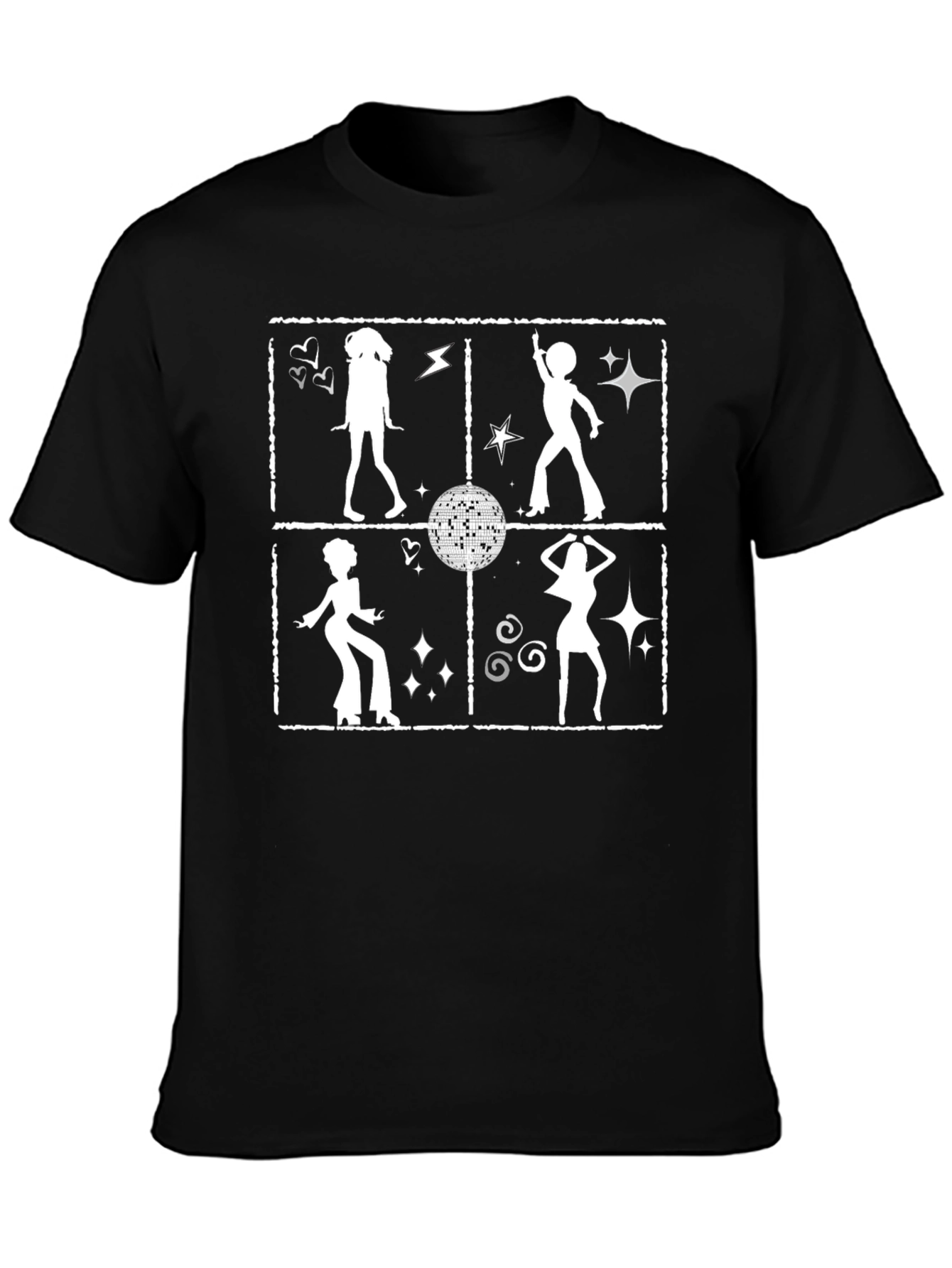Black Disco Fever T-Shirt - Retro Dance Design view 3