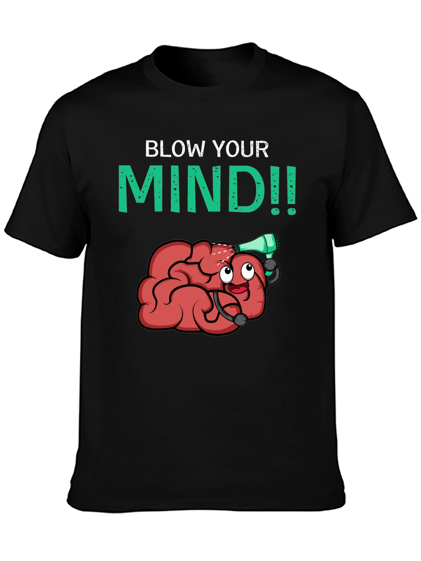 Black Blow Your Mind T-Shirt - Funny Brain Cartoon Tee view 3