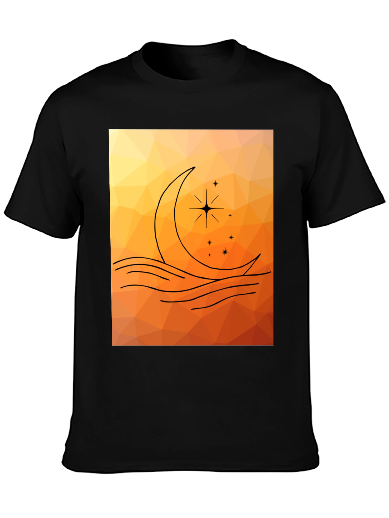 Black Geometric Moon & Stars Graphic Tee view 3