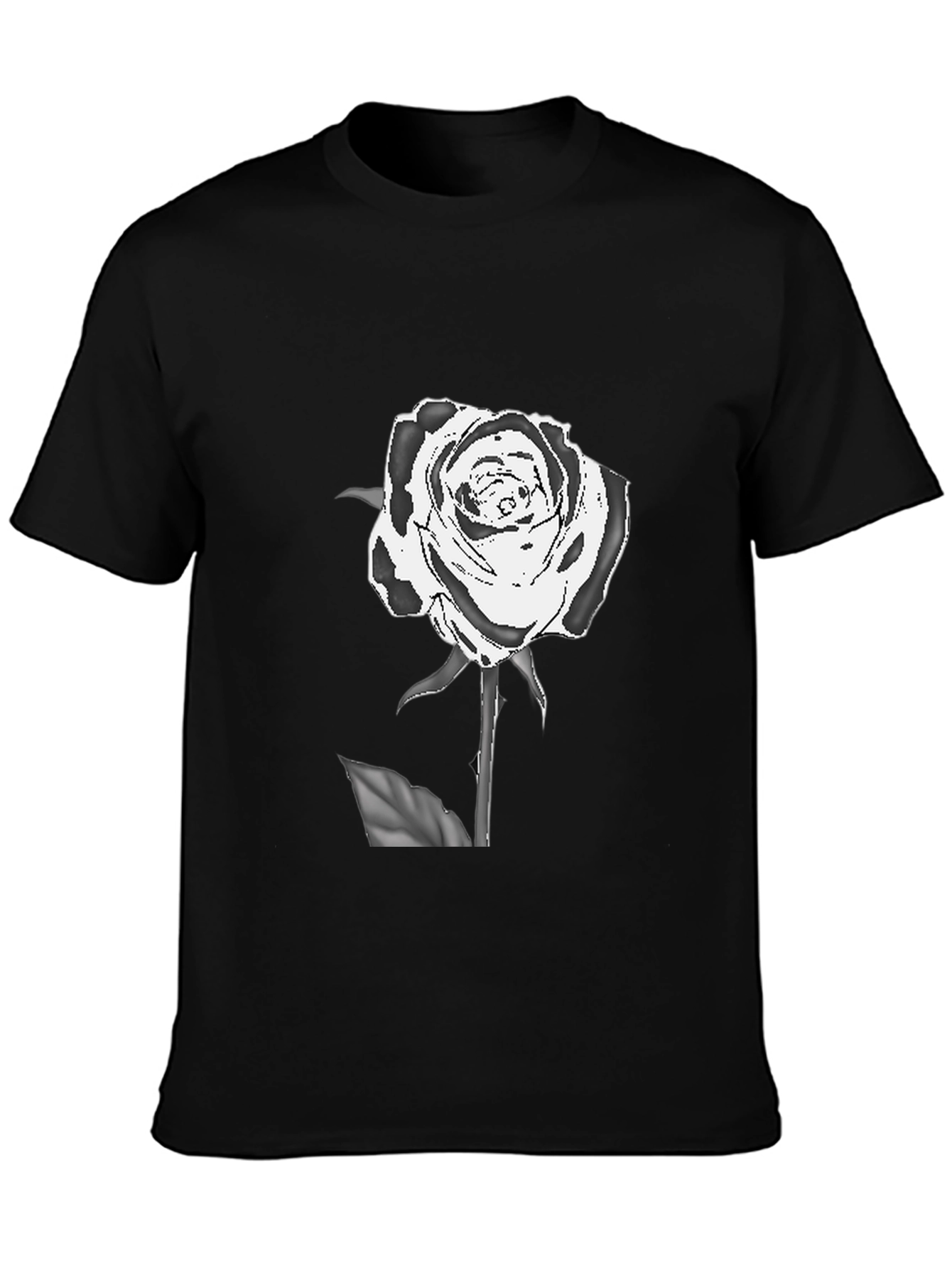 Black Black T-Shirt with Rose Graphic view 3