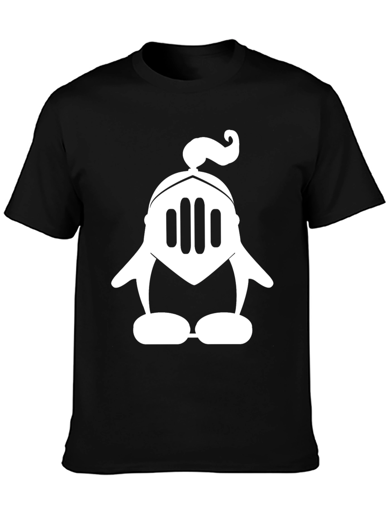 Black Knight Penguin Black T-Shirt - Unique Graphic Tee view 3