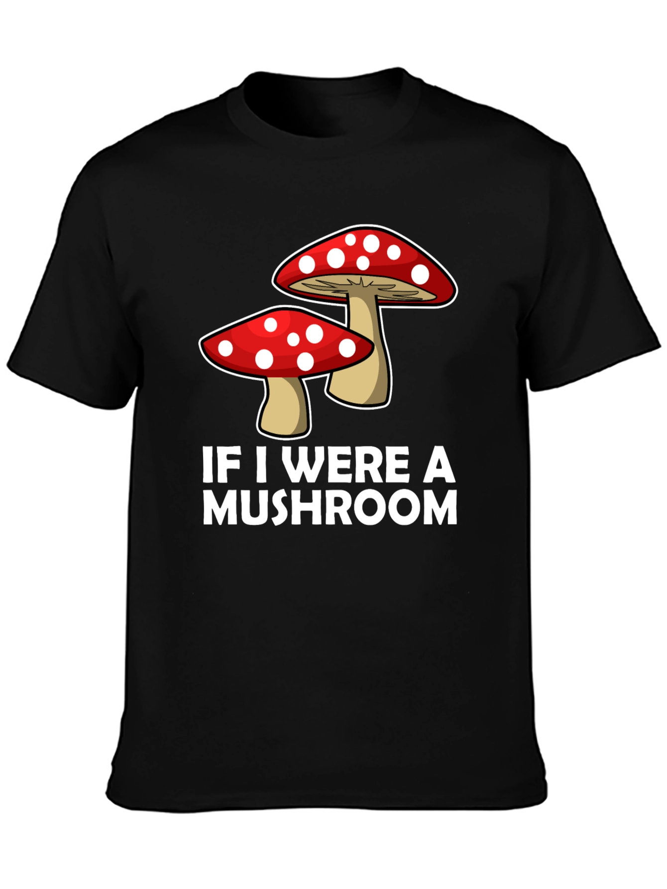 Black Mushroom Graphic Tee - Funny Men's Crew Neck T-Shirt view 3