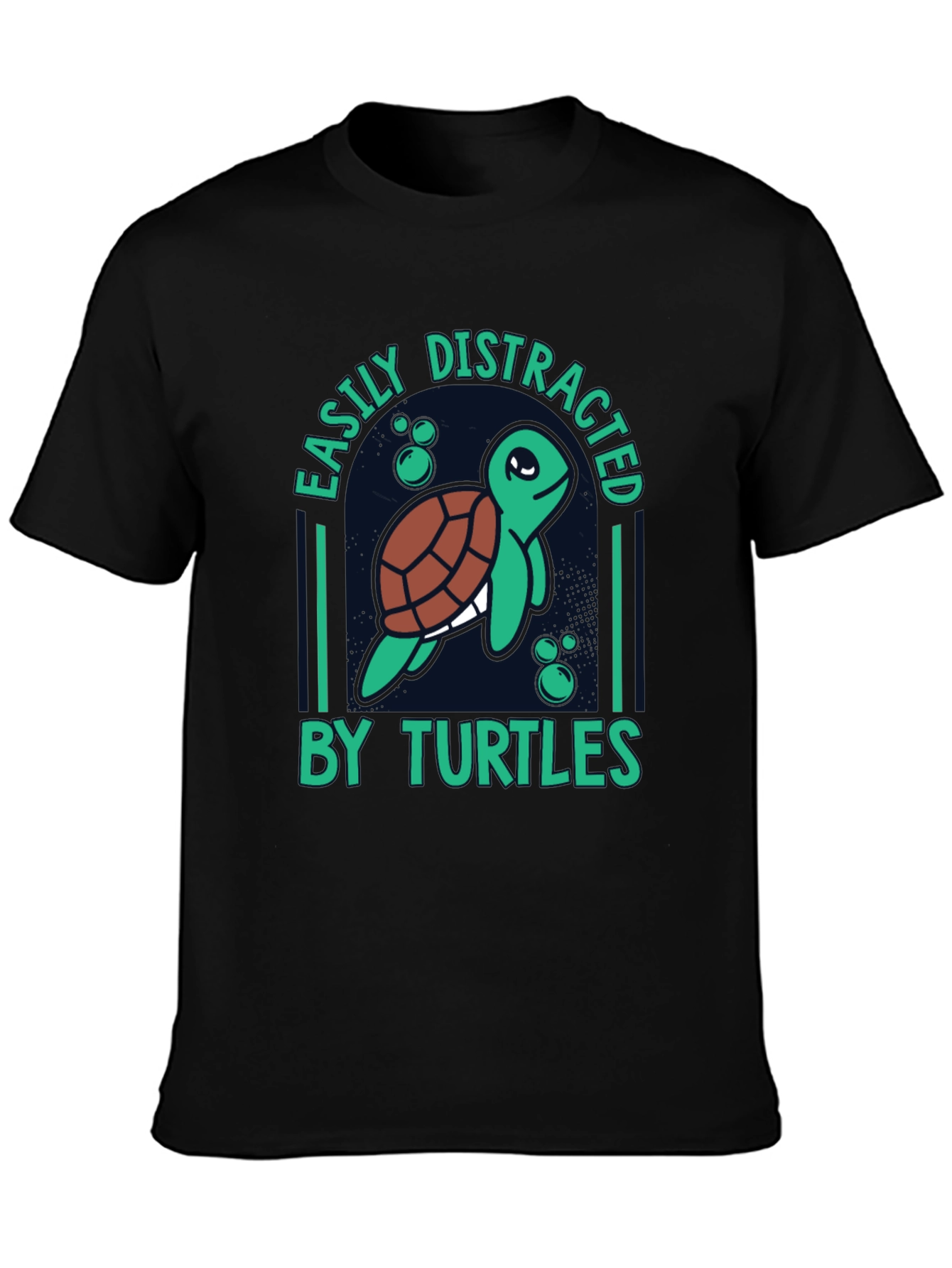 Black Easily Distracted by Turtles Graphic Tee view 3
