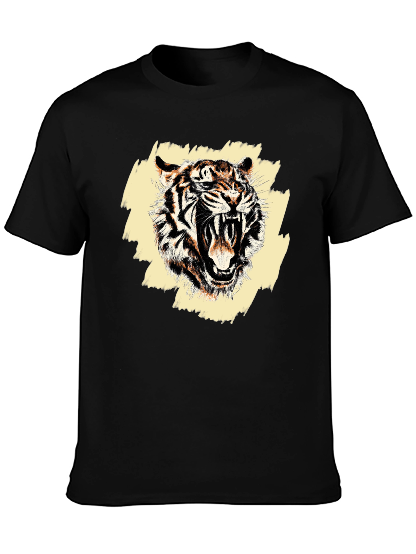Black Roaring Tiger Graphic Tee - Men's Black T-Shirt view 3