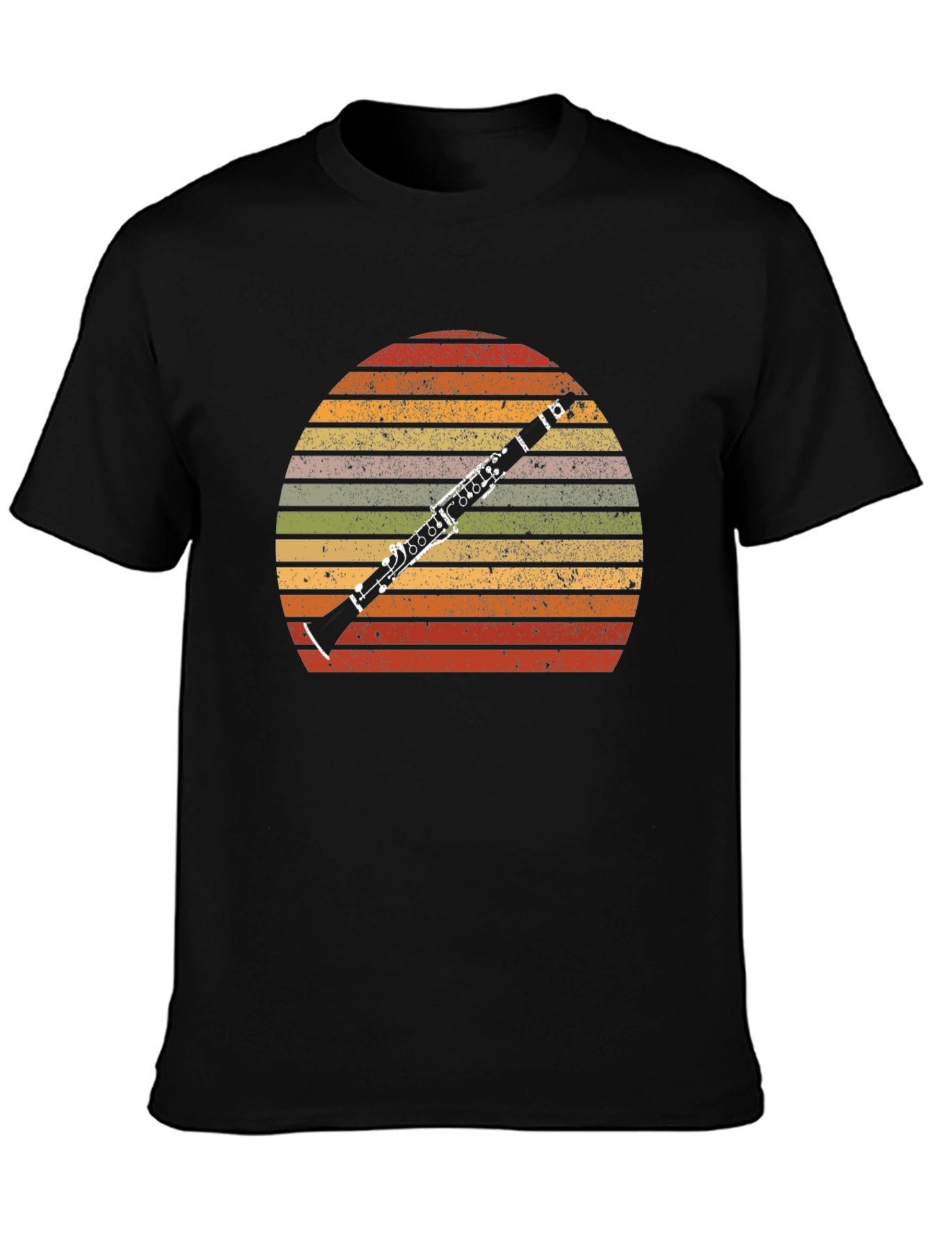 Black Retro Clarinet Player T-Shirt - Vintage Sunset Music Tee view 3