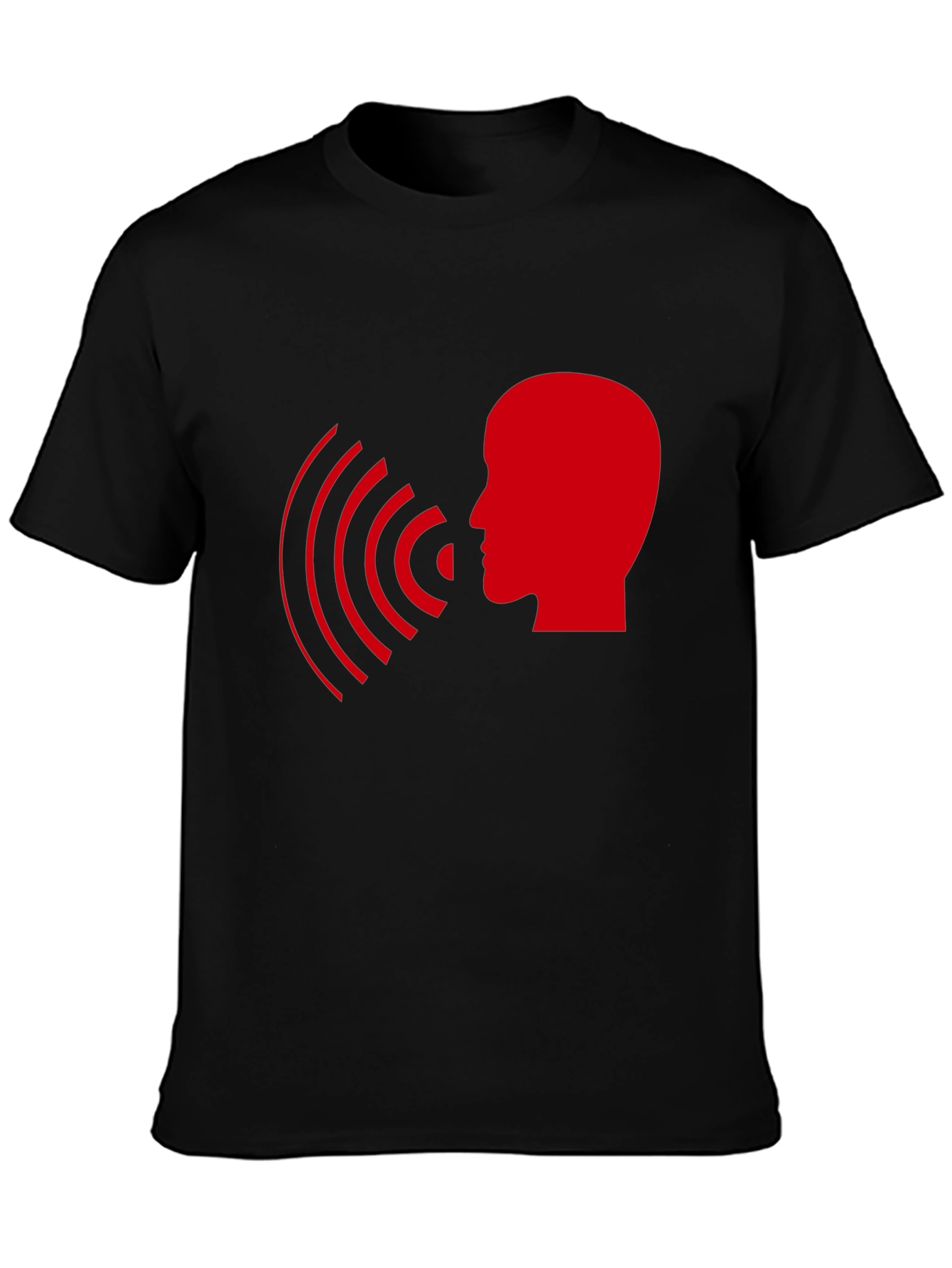 Black Statement T-Shirt - Red Head with Soundwaves Design view 3