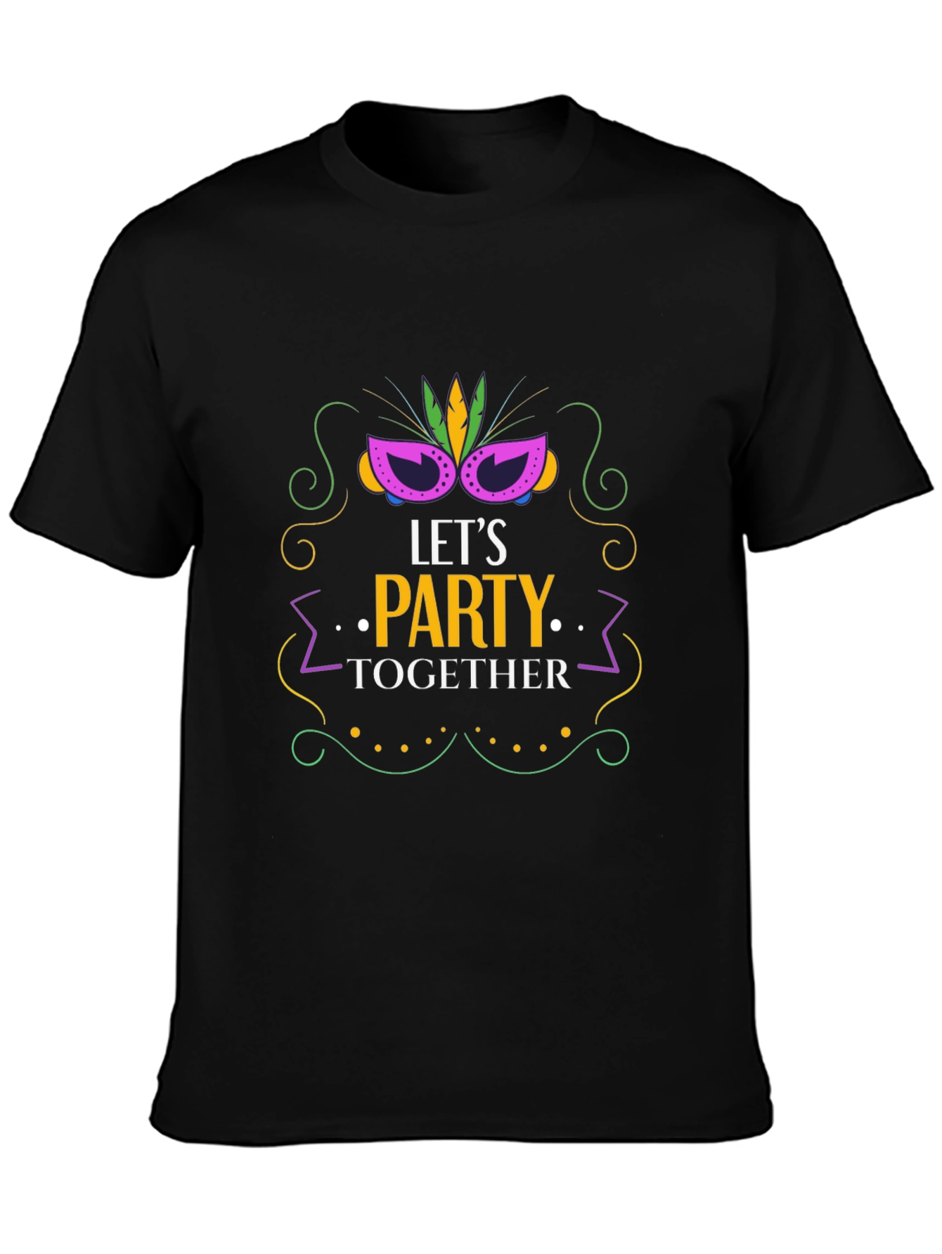 Let's Party Together Black Graphic Tee - 3
