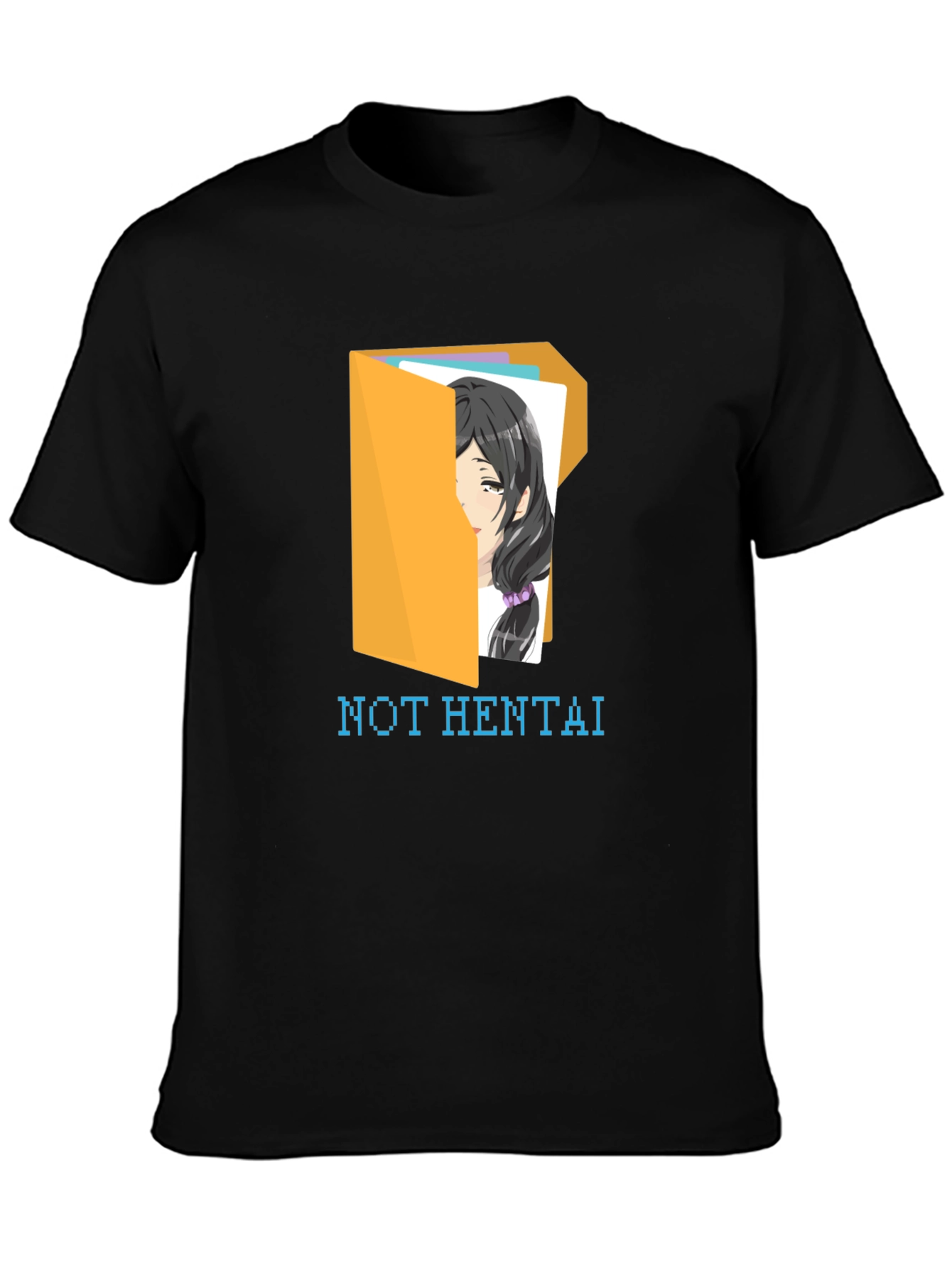 Black Not Hentai T-Shirt - Anime Folder Design view 3
