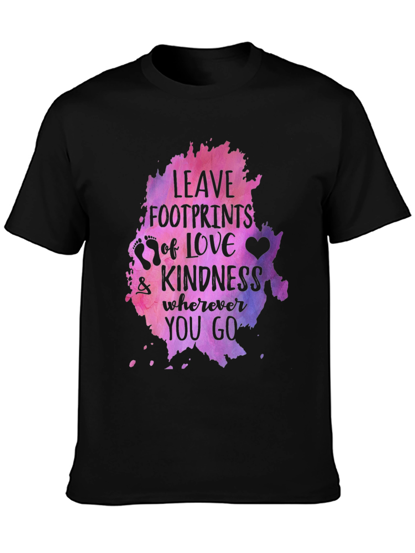 Black Leave Footprints of Love Kindness Graphic Tee - Black view 3