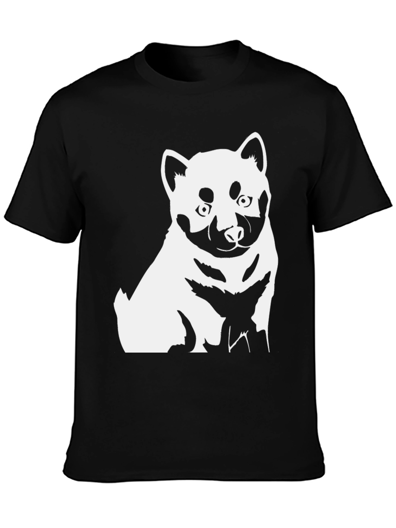 Black Dog Graphic Tee - Shiba Inu Style Black T-Shirt view 3
