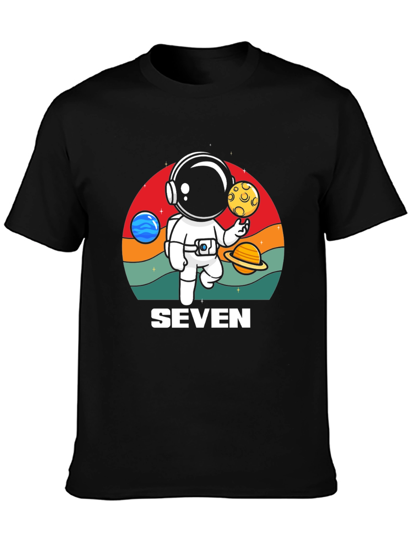 Black Astronaut Seven T-Shirt - Birthday Tee view 3